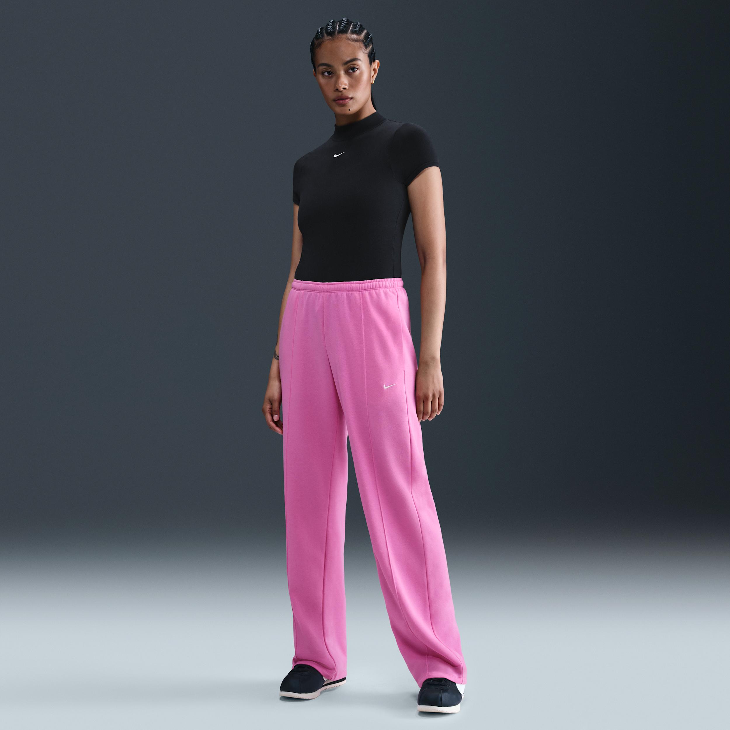 Womens Nike Sportswear Chill Terry Mid-Rise French Terry Open-Hem Sweatpants | HF6457-675 Product Image