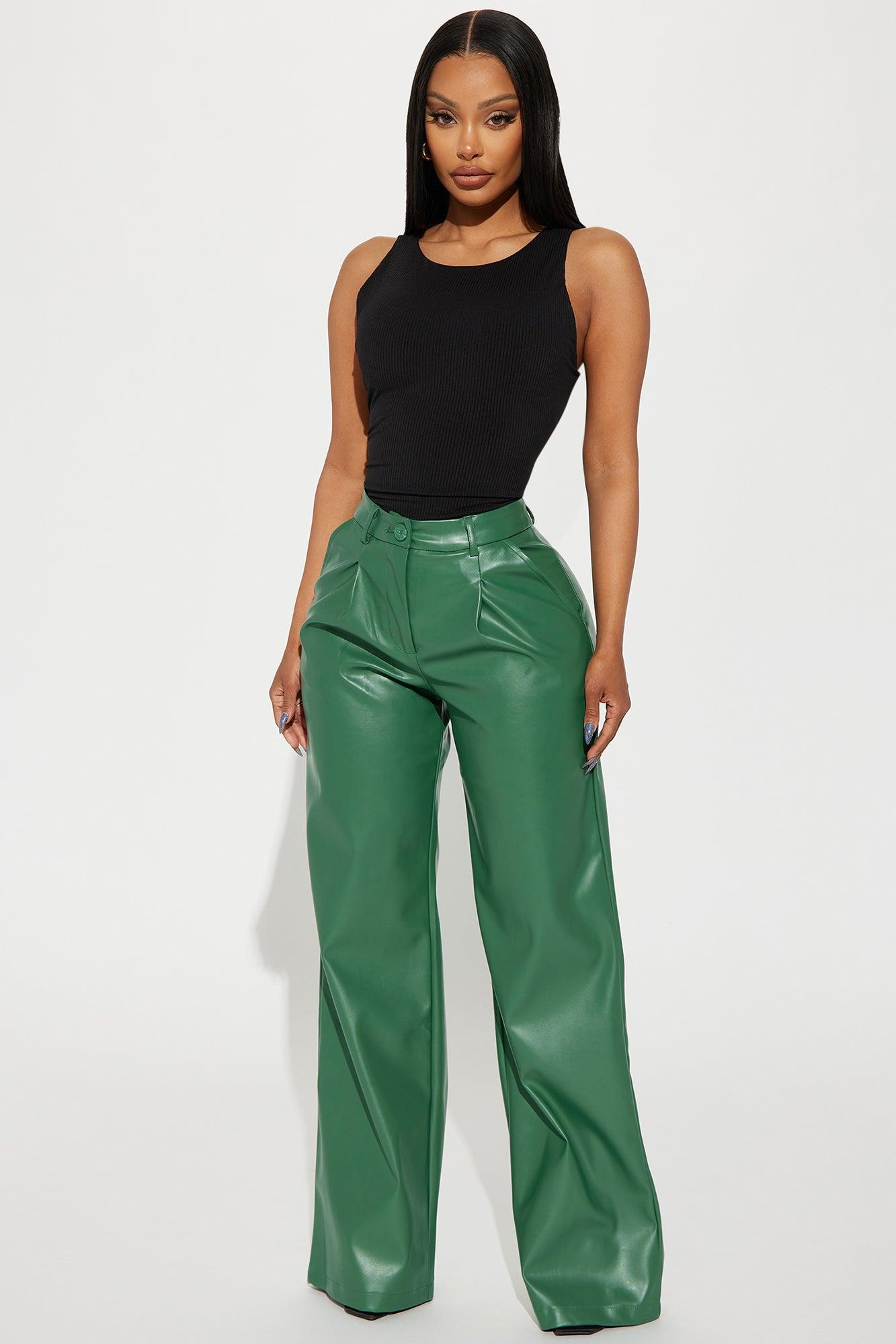 Nia Faux Leather Trouser - Hunter Product Image