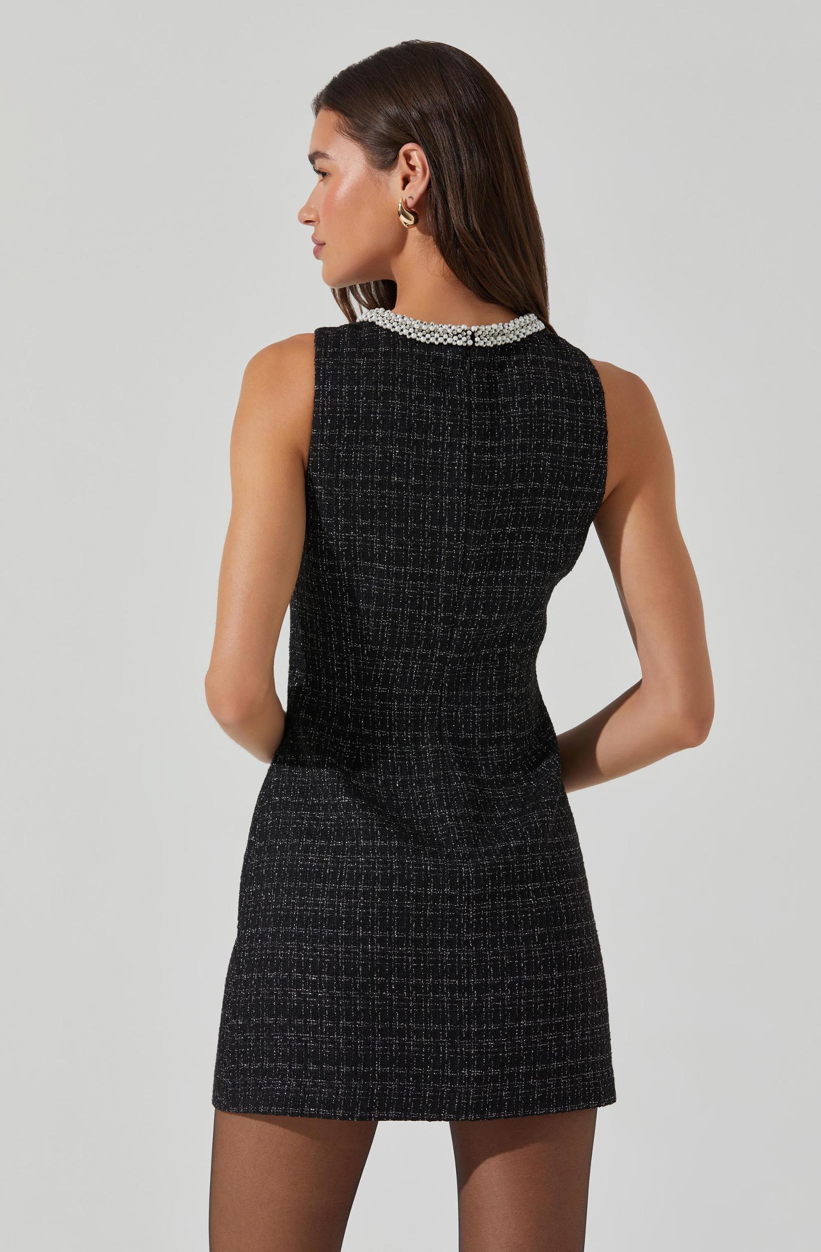 Althea Tweed Pearl Collar Mini Dress Product Image
