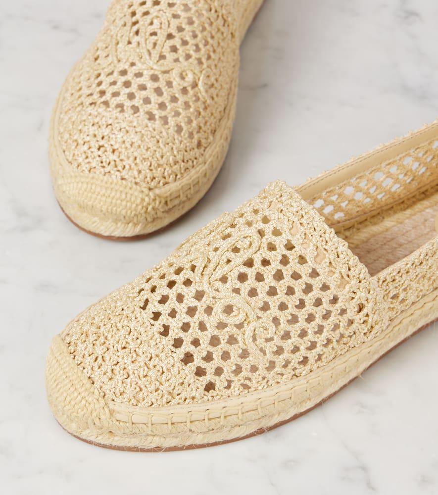CHLOÉ Womens Chloe Isla Logo-embossed Crochet Espadrilles In Brown Product Image