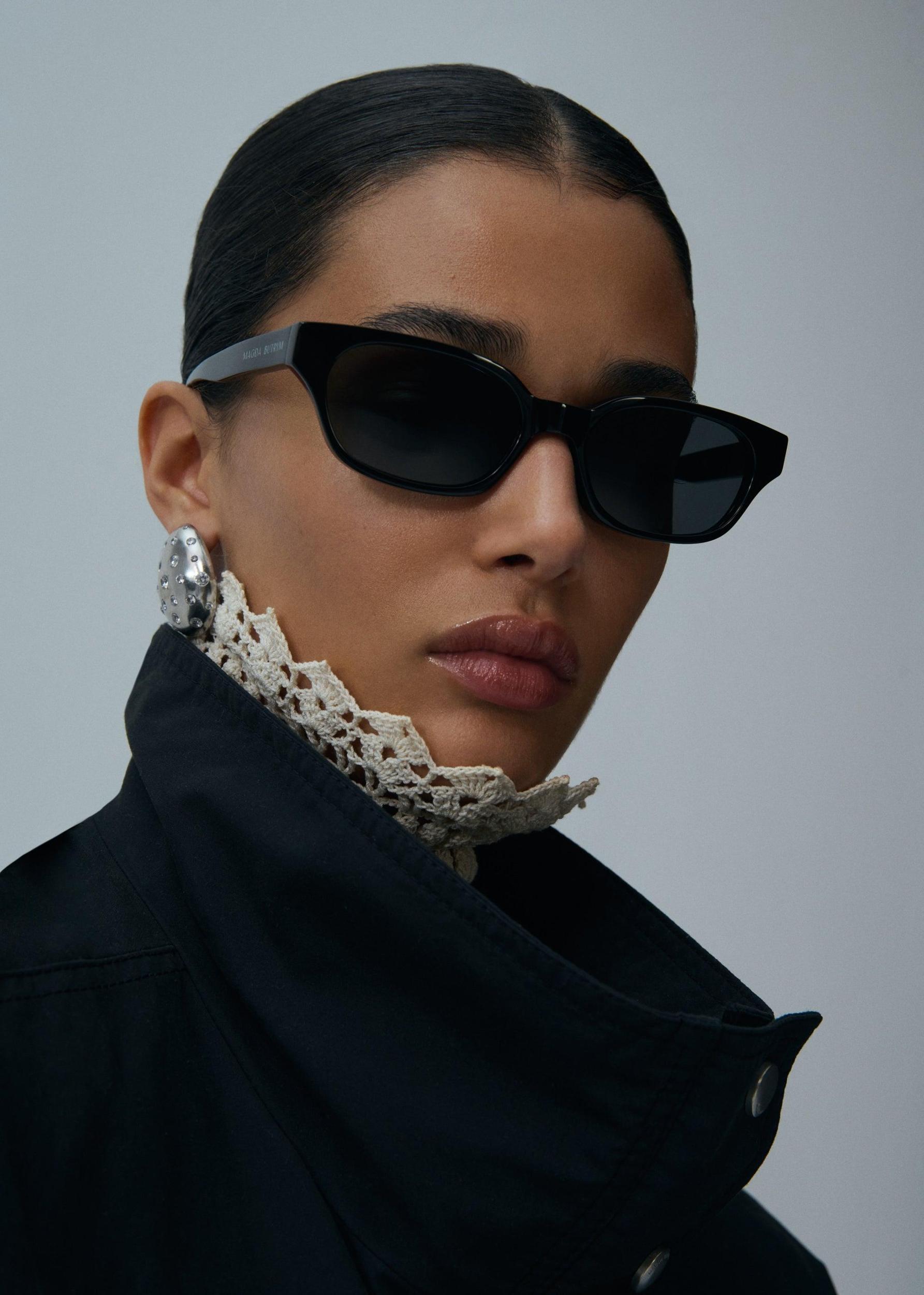 Snap neck vintage bomber jacket in black Product Image