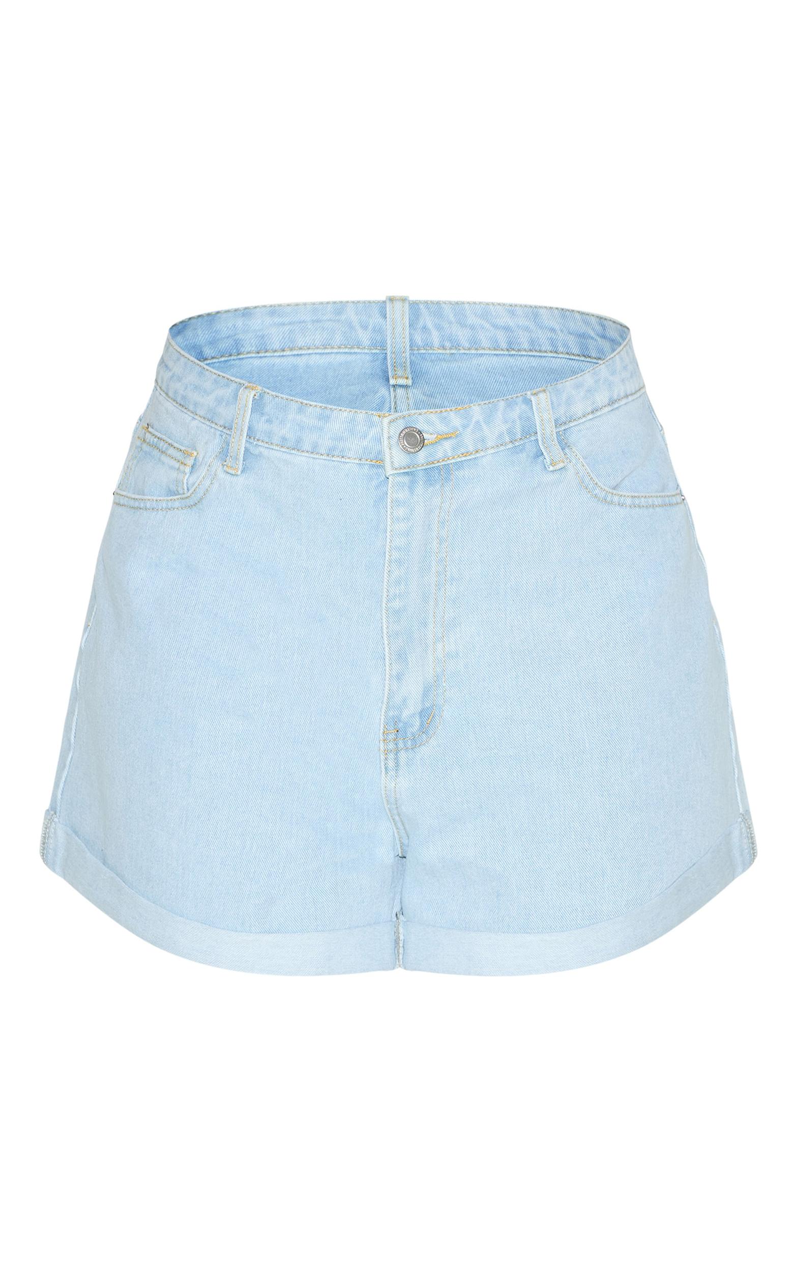 Plus Light Blue Wash Turn Up Hem Mom Short Product Image