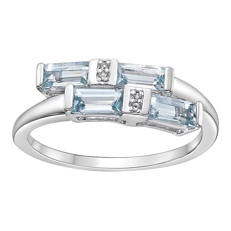 Gemminded Sterling Silver Aquamarine & White Topaz Overlap Ring, Womens Product Image