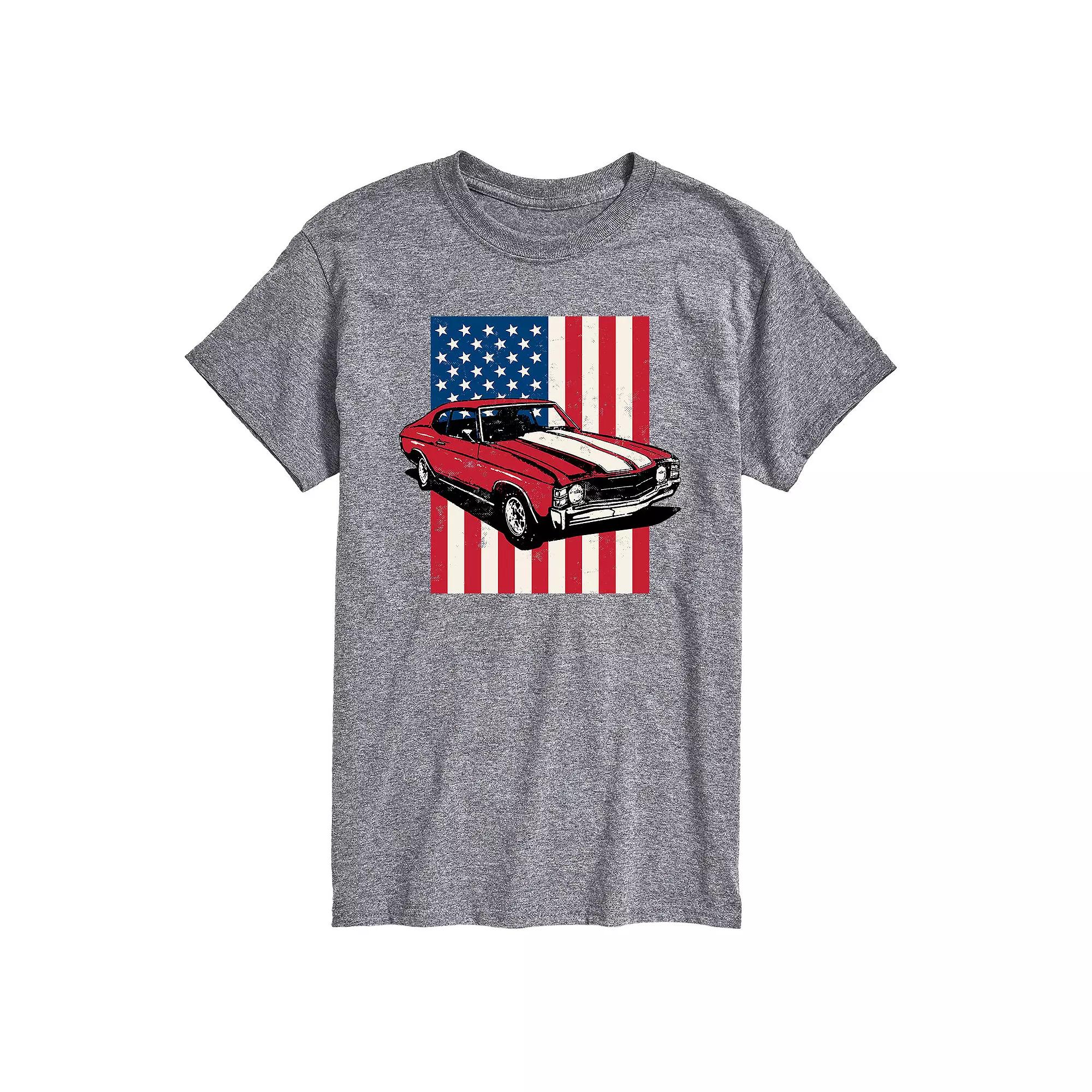 Men's Muscle Car American Flag Graphic Tee,  Product Image