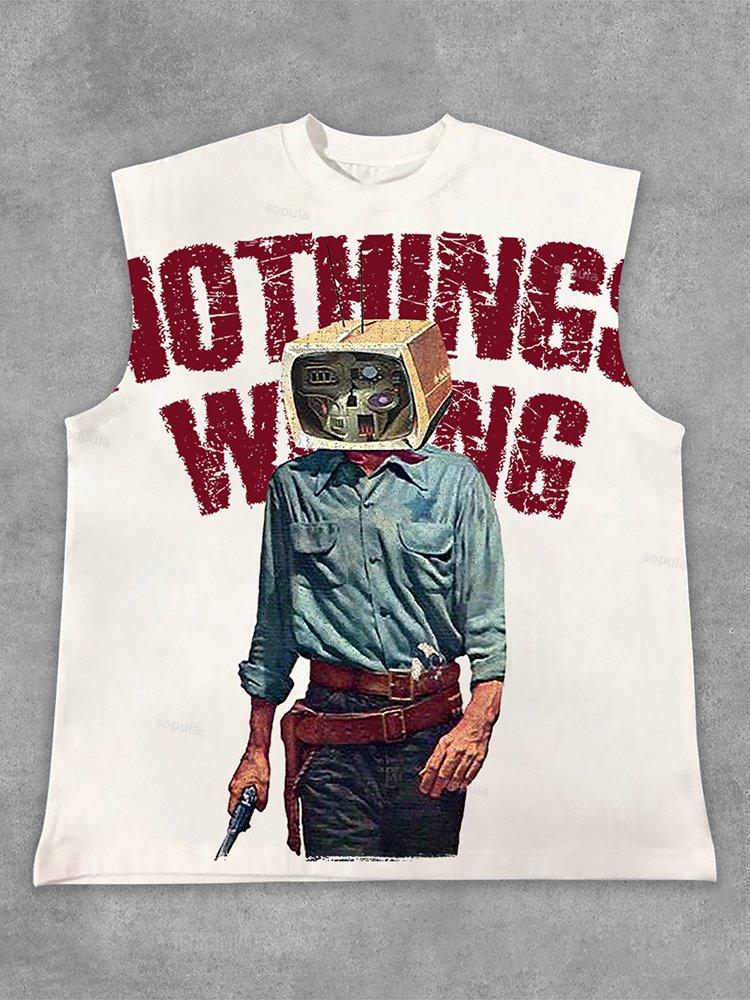 Sopula Vintage Nothing Wrong Graphic Print Cotton Sleeveless Shirts Tank Top Product Image