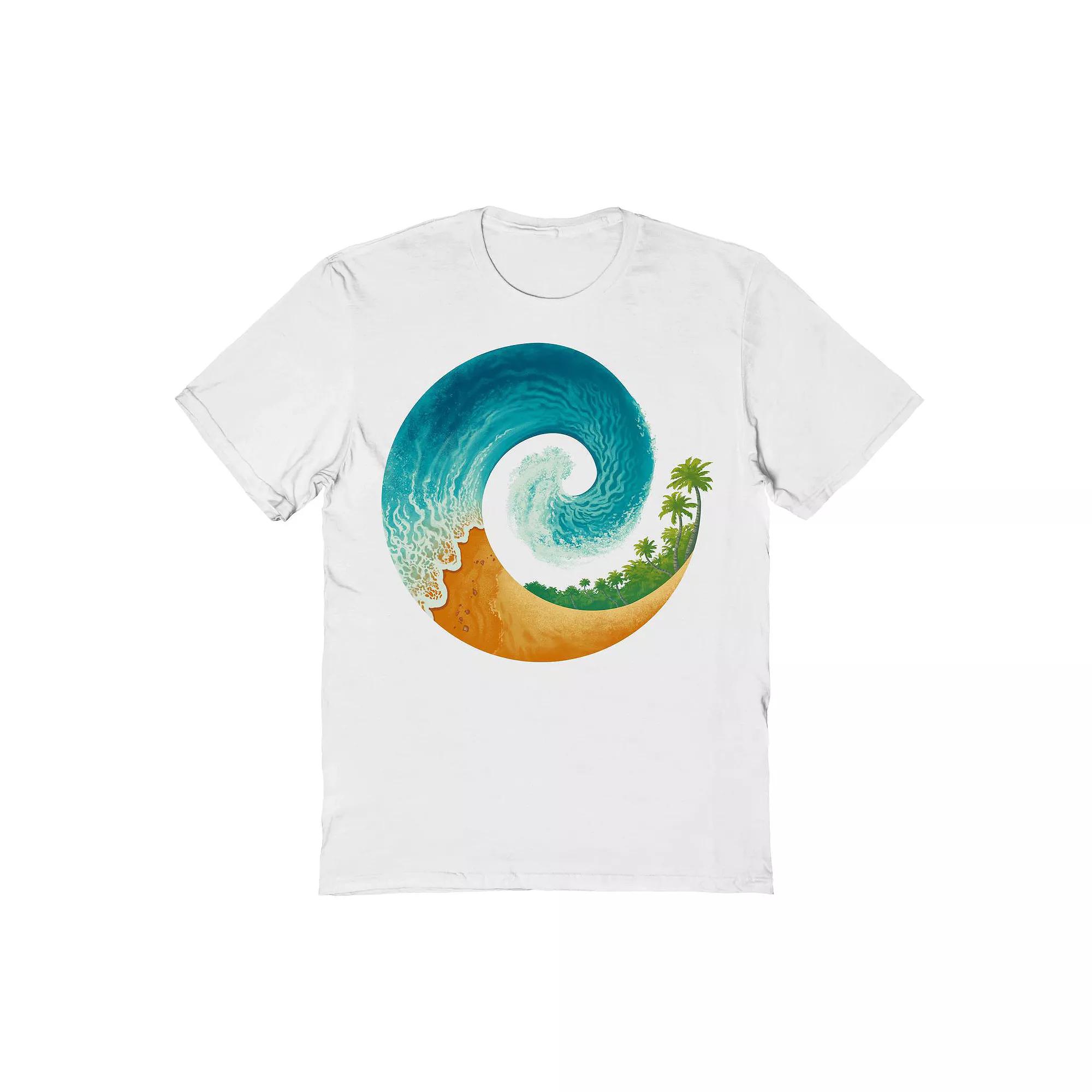 Men's COLAB89 by Threadless Spiral Beach Graphic Tee, Size: Large, White Product Image