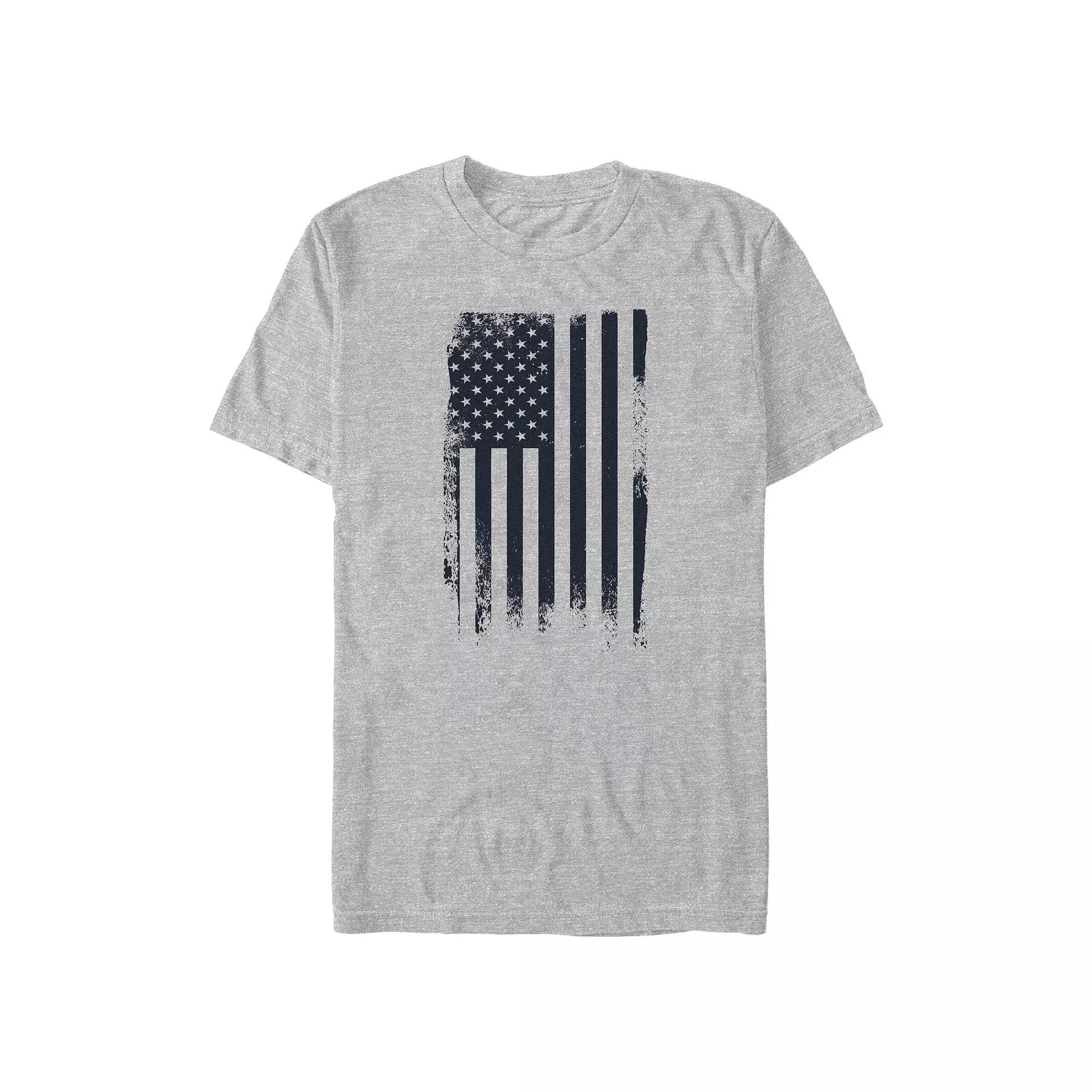 Big & Tall USA Flag Distressed Style Graphic Tee, Men's, Size: 4XL Tall, Athletic Grey Product Image