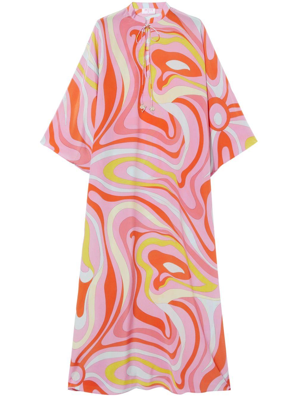 Marmo-print silk maxi dress Product Image
