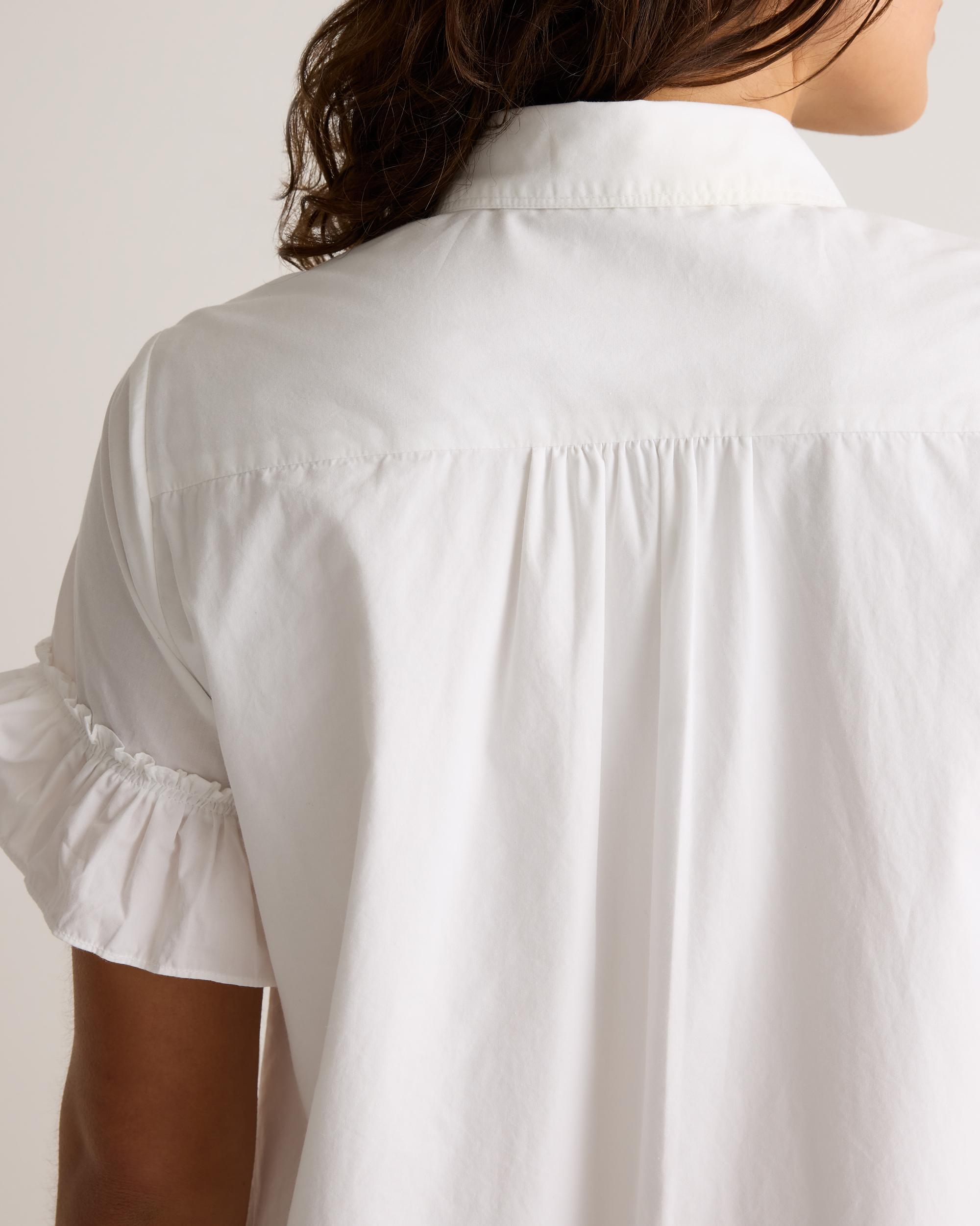Quince | Women's Poplin Short Sleeve Ruffle Shirt Dress Organic Cotton Product Image