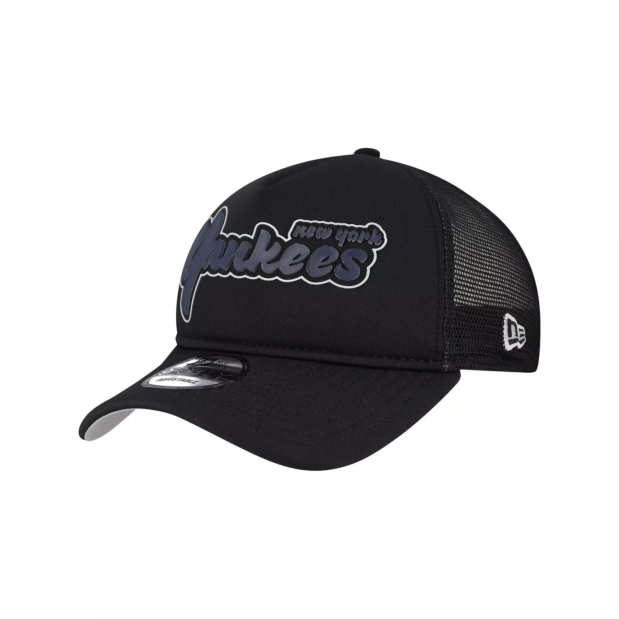 Men's New Era Black New York Yankees Retro Bold A-Frame Trucker 9FORTY Adjustable Hat Product Image