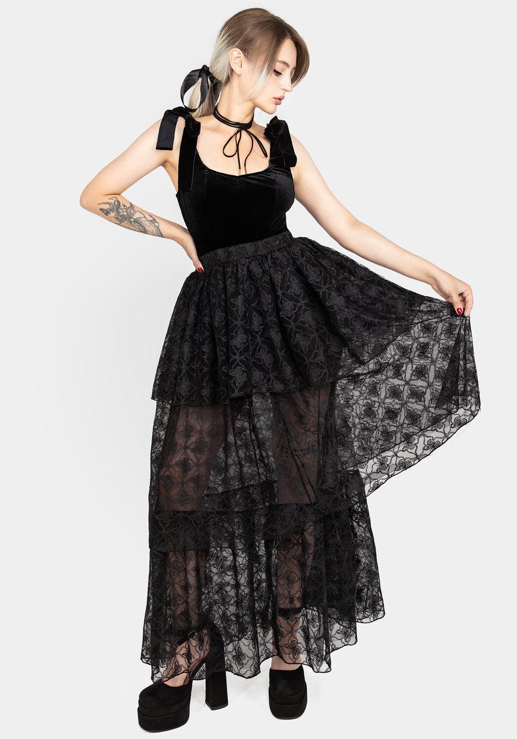 Chrysalis Butterfly Lace Tiered Maxi Skirt Product Image