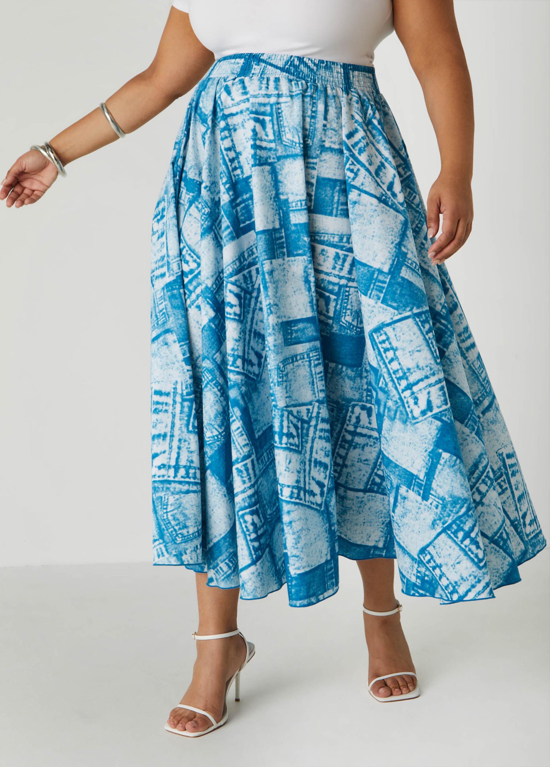 Denim Print Maxi Skirt Product Image