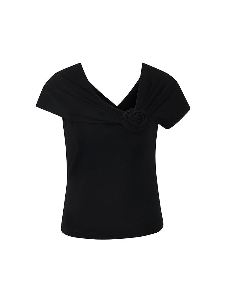 Off Shoulder 3D Rose Knotted Top And Half Skirt Two-Piece Set Product Image