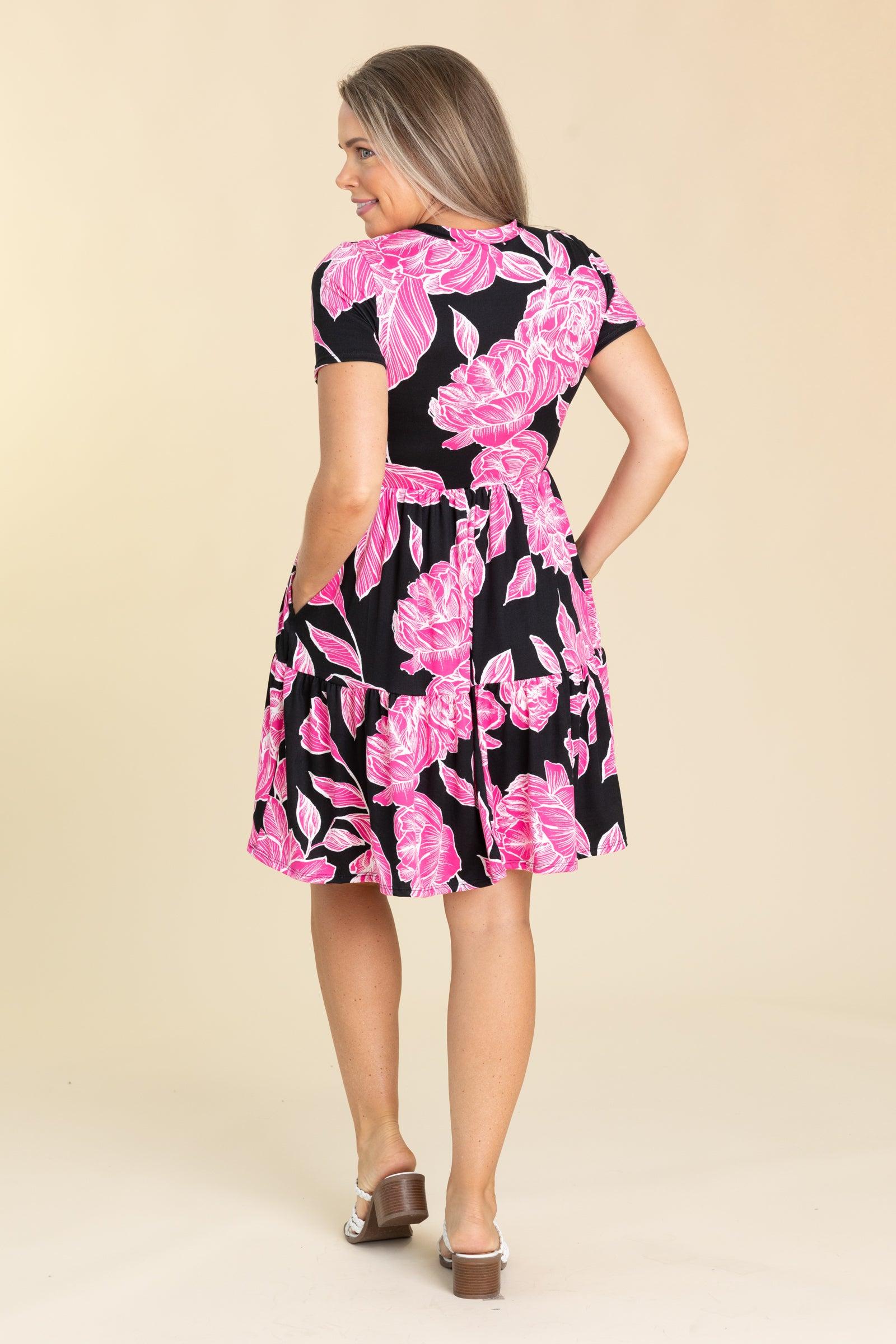 Fit And Flare Floral Dresses With Pockets Product Image
