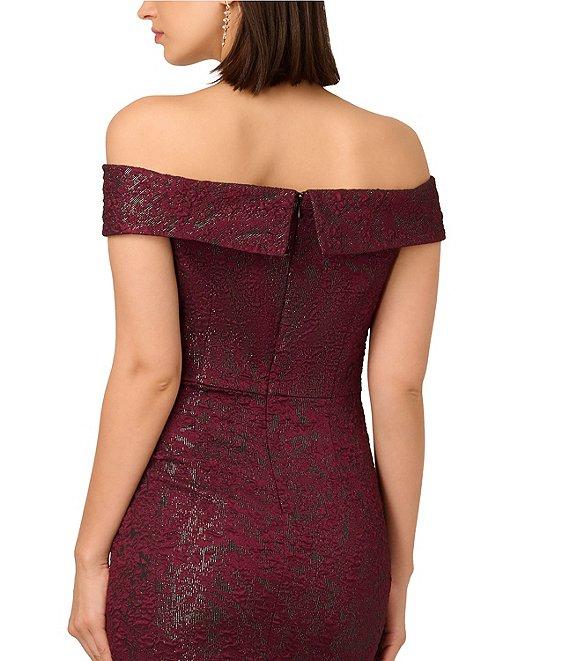 Adrianna Papell Jacquard Off-The-Shoulder Lace Mermaid Gown Product Image