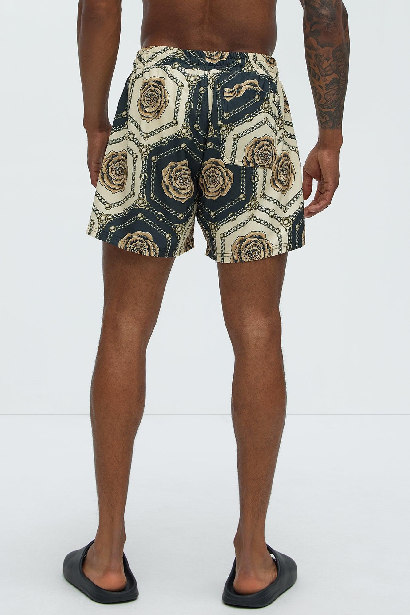 Rose Link Swim Mid Trunk - Cream/combo Product Image