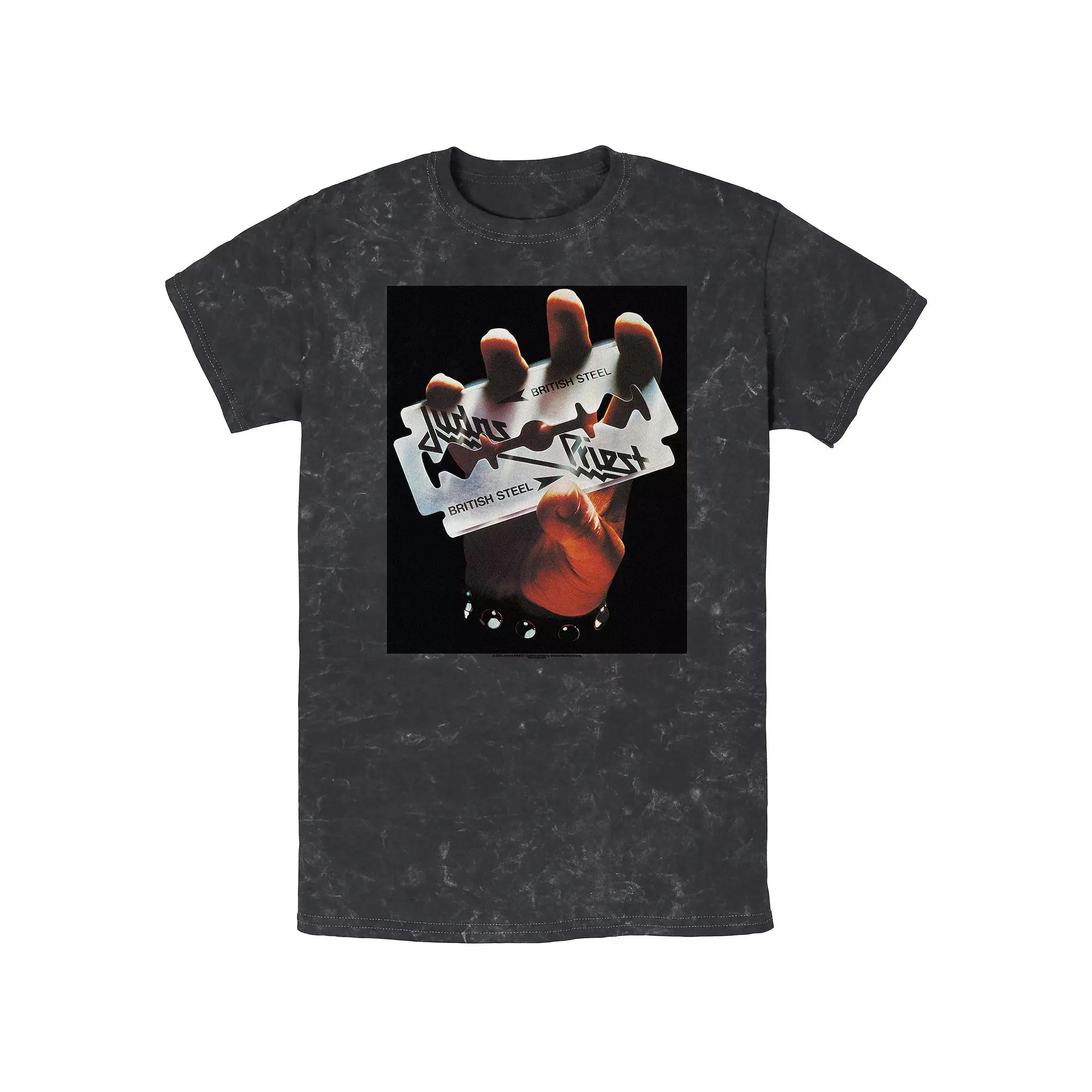 Men's Judas Priest British Steel Mineral Wash Graphic Tee, Size: Large, Black Product Image