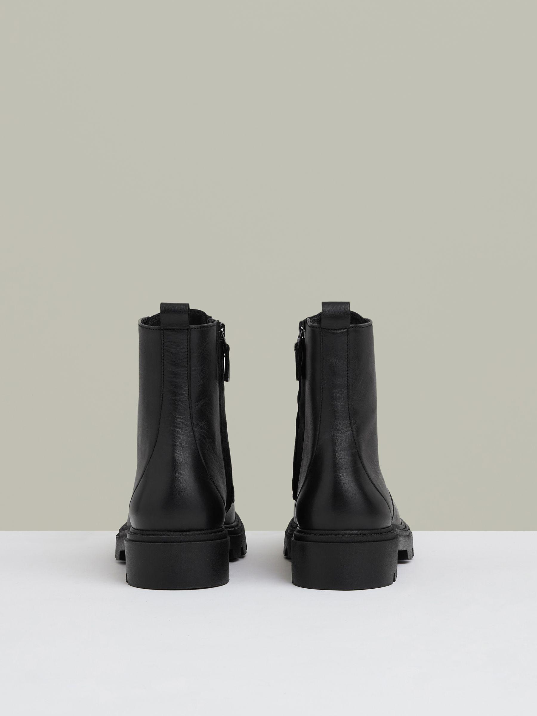 Leather Lace-Up Boots in Black Product Image