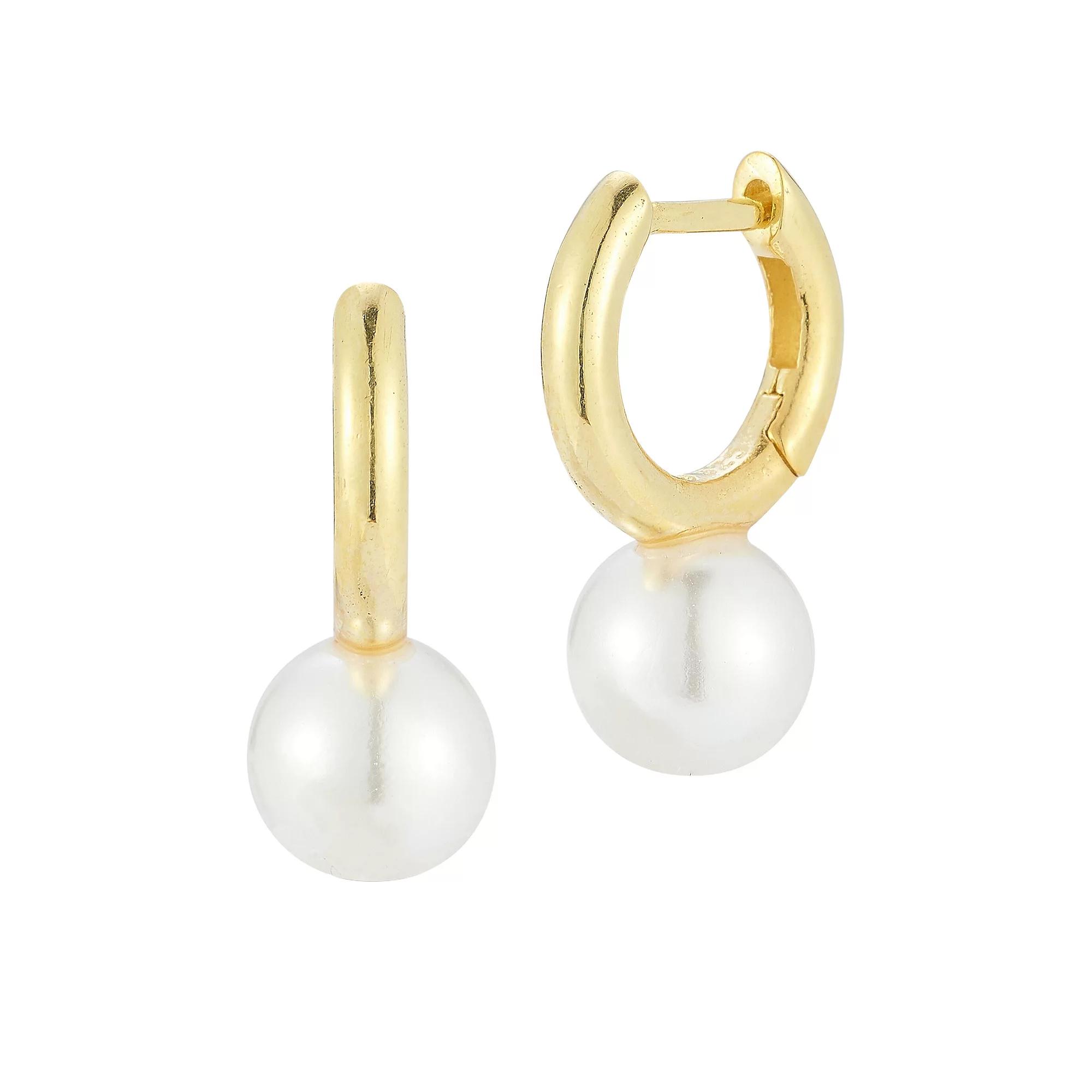 Sunkissed Sterling Freshwater Cultured Pearl Hoop Earrings, Womens, Gold Tone Product Image