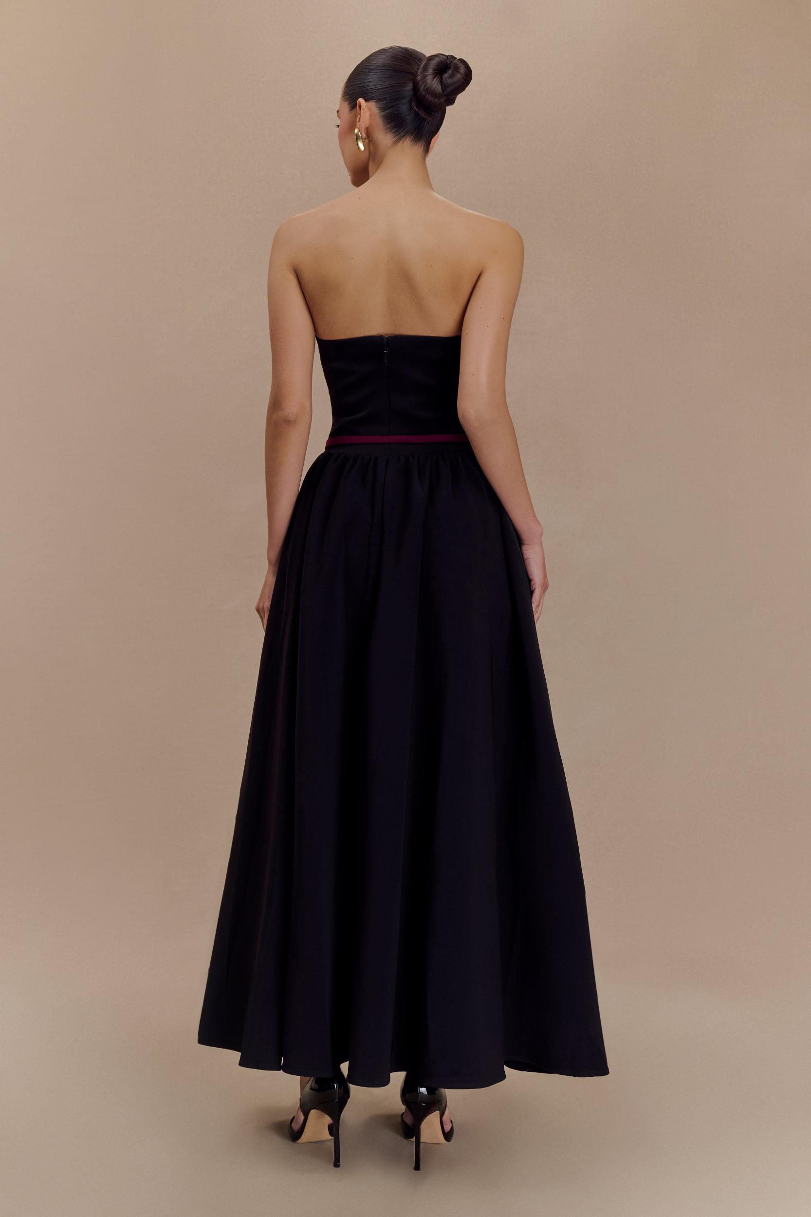 Penny Strapless Contrast Midi Dress - Black & White Product Image