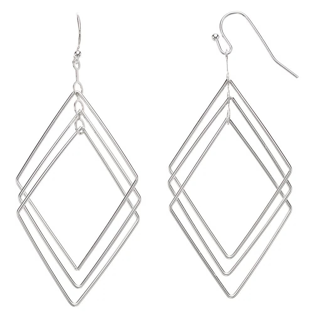 LC Lauren Conrad Geometric Nickel Free Drop Earrings, Women's, Silver Tone Product Image