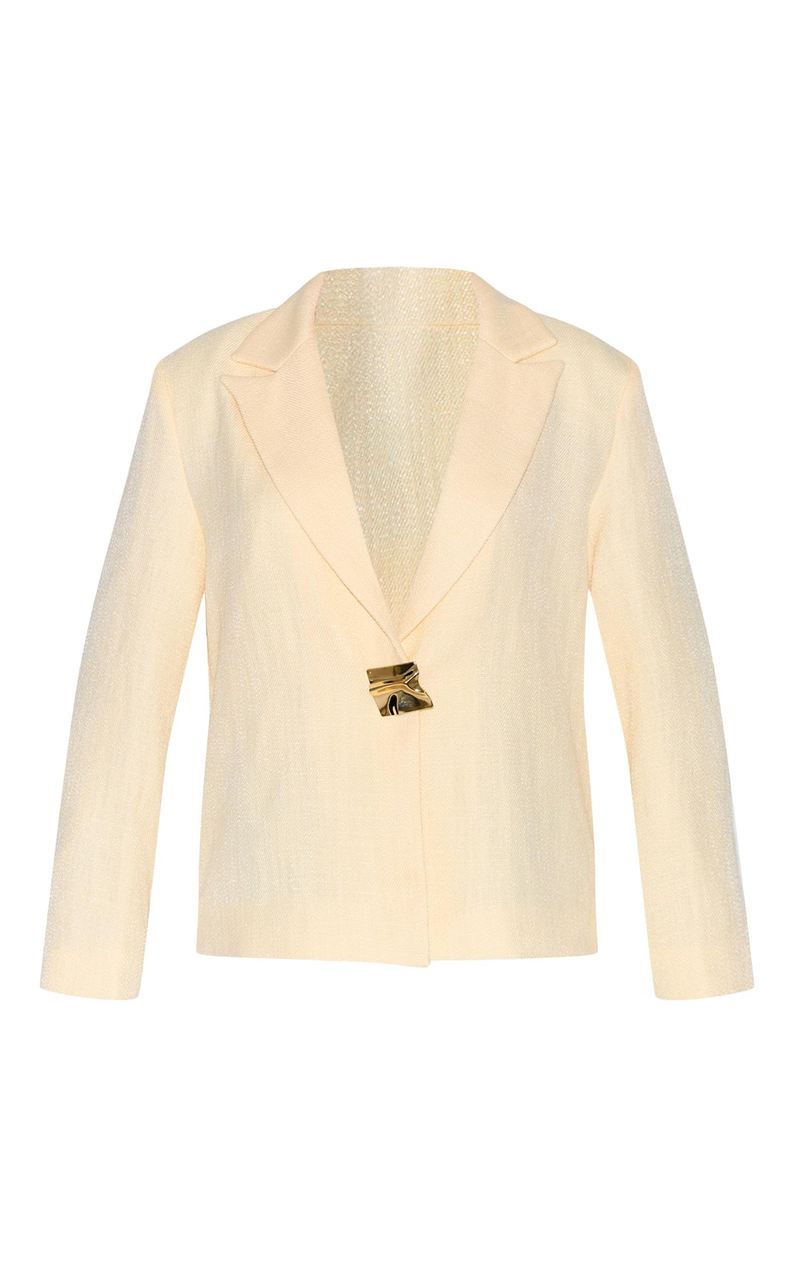 Petite Buttercream Trim Detail Textured Blazer Product Image