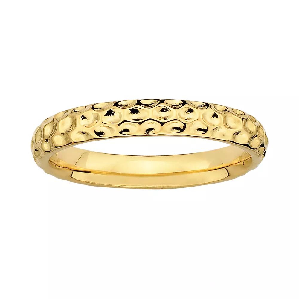 Stacks & Stones 18k Gold Over Silver Hammered Stack Ring, Women's, Size: 10 Product Image