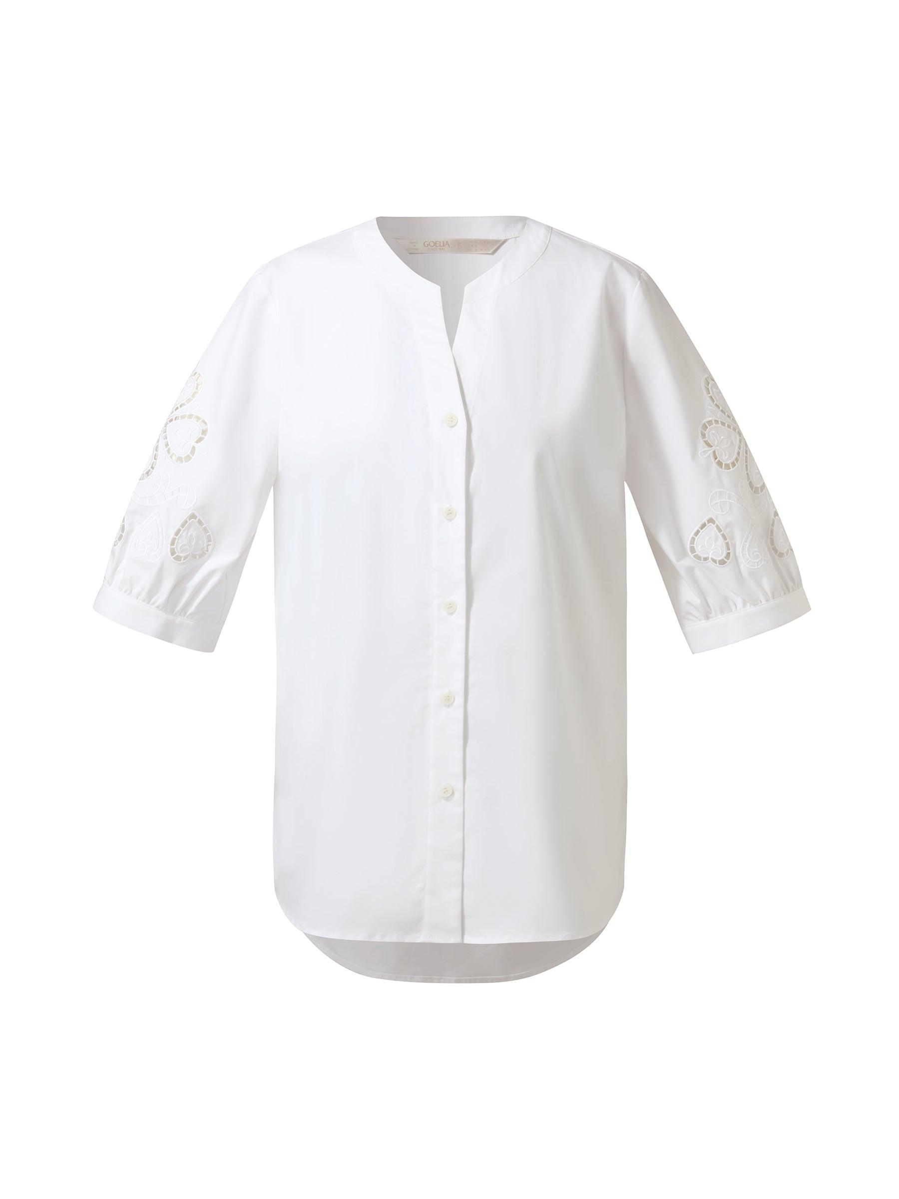 Openwork Embroidered Women Volume Sleeve Shirt Product Image
