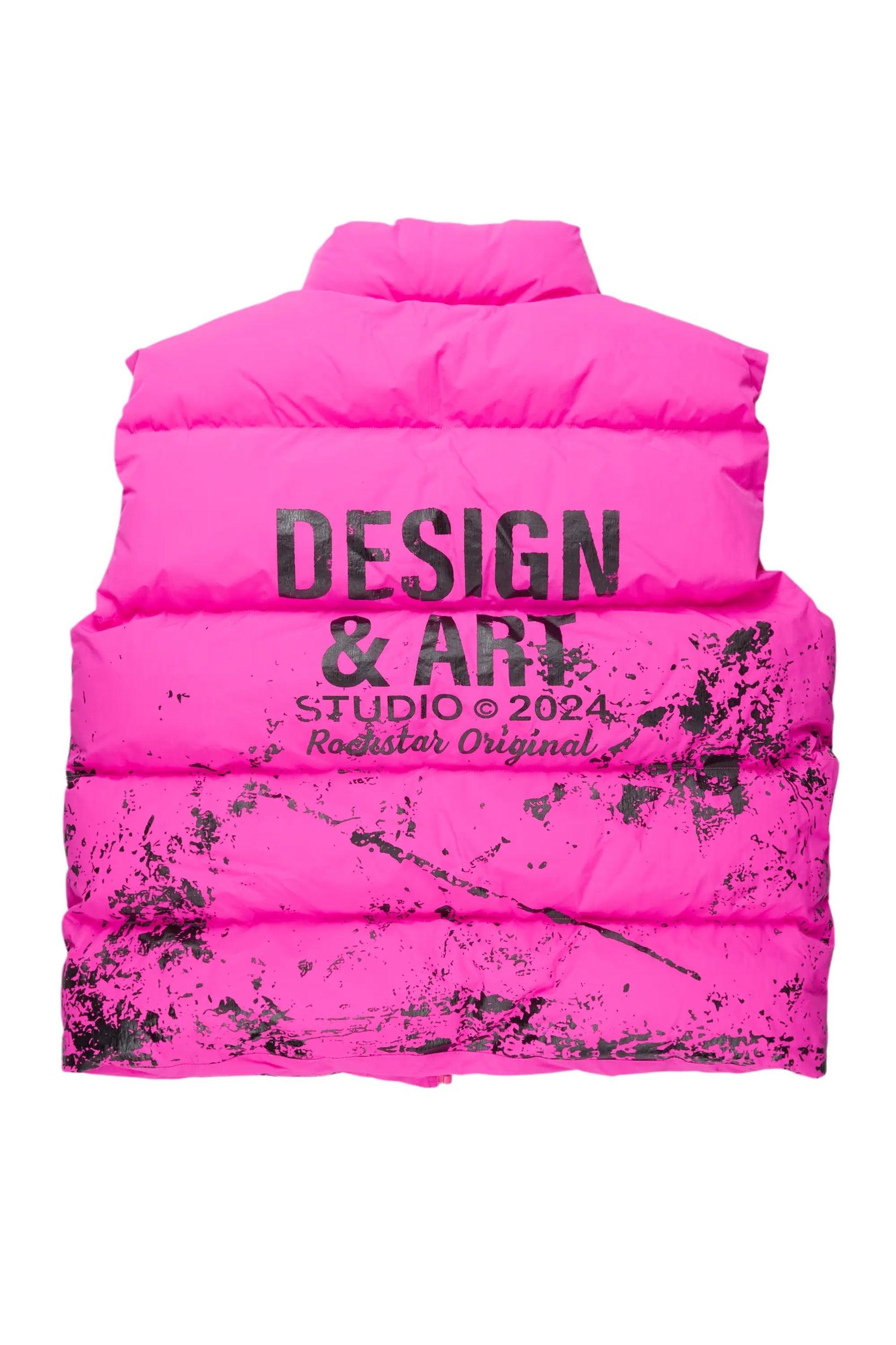 Lamanda Hot Pink Puffer Vest Female Product Image