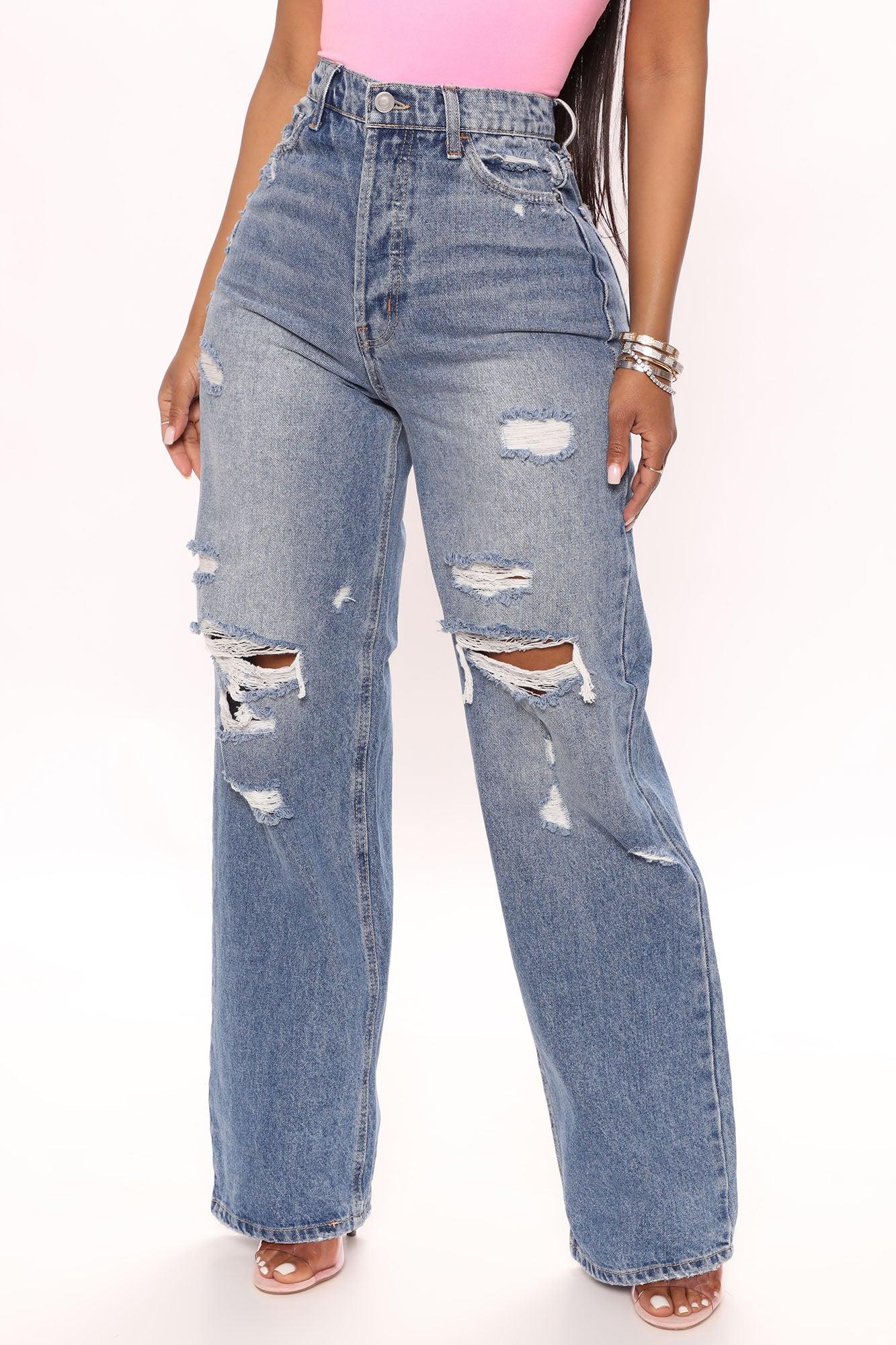 On Trend 90's Baggy Jeans - Medium Blue Wash Product Image