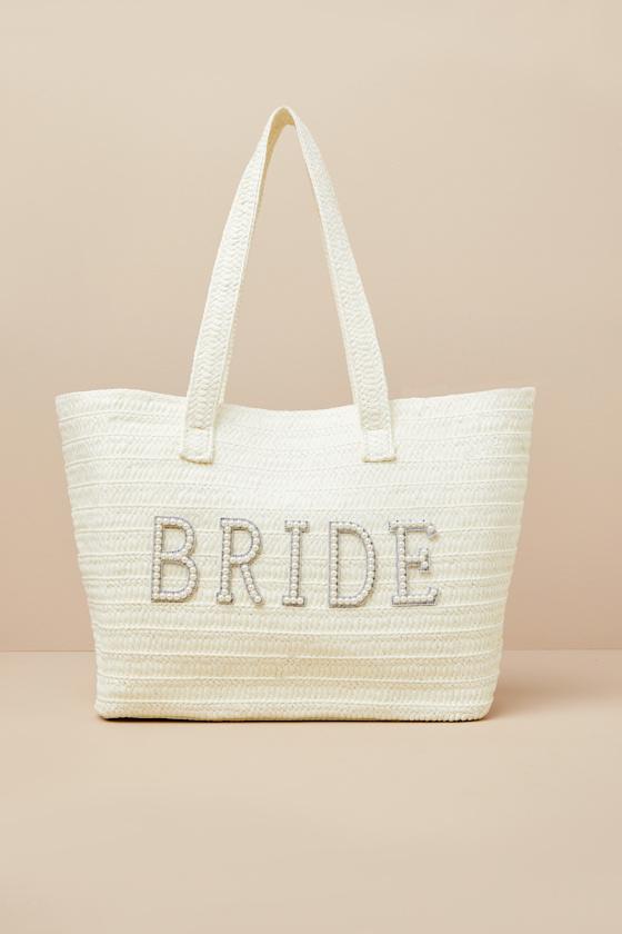 Bride Ivory Woven Embellished Tote Bag Product Image