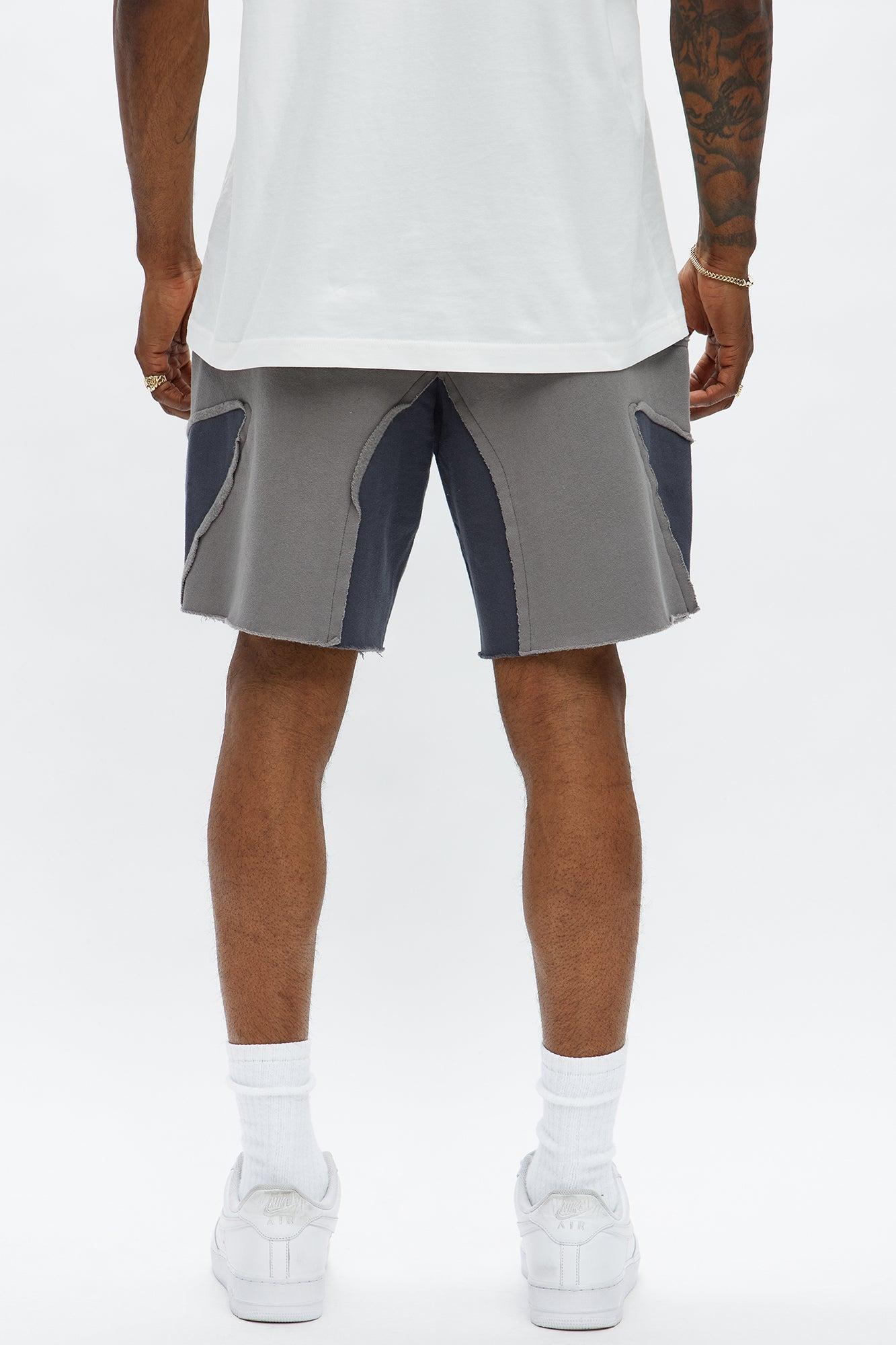Patchwork Baggy Sweatshort - Grey Male Product Image