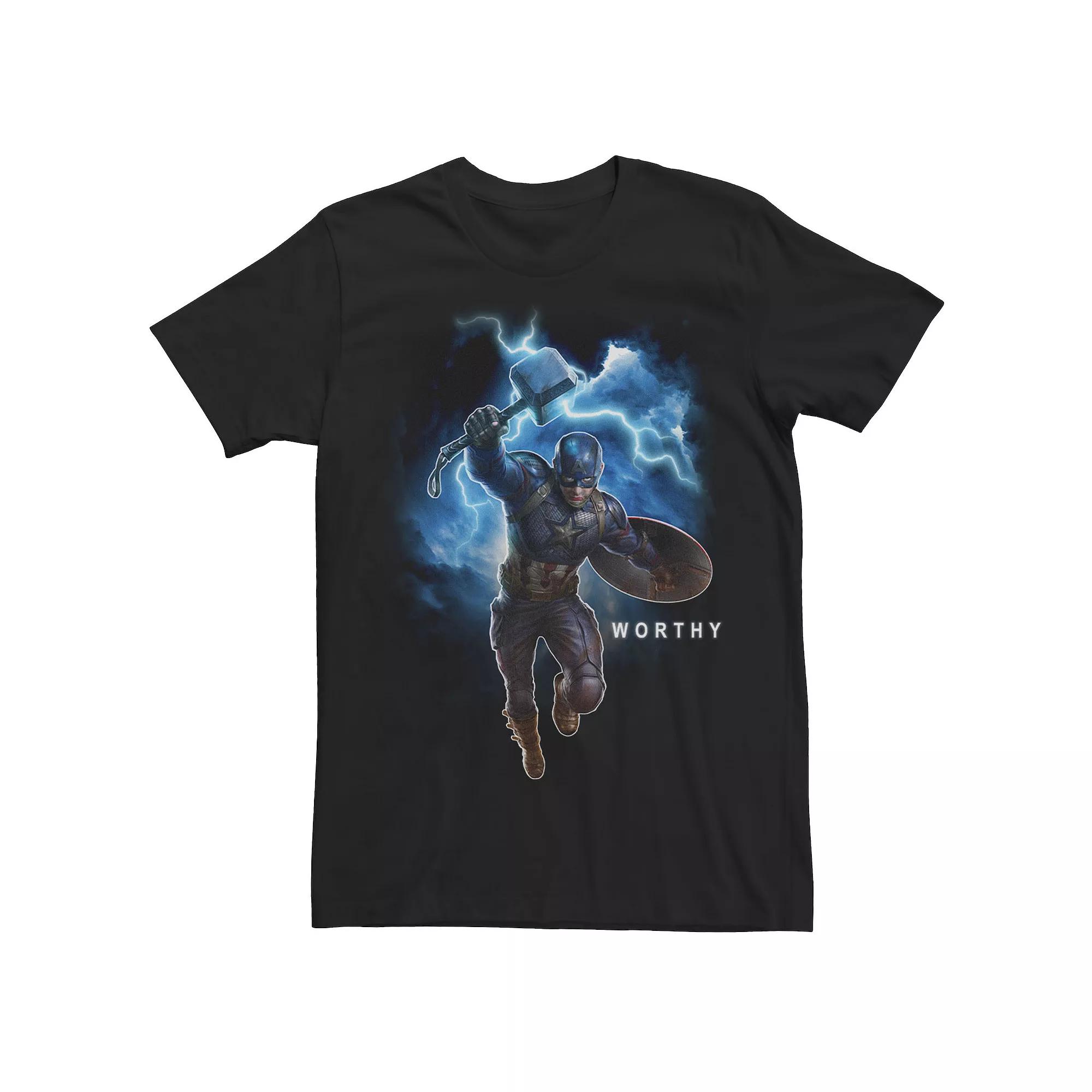 Men's Marvel Avengers Endgame Captain America Worthy Action Pose Graphic Tee,  Product Image