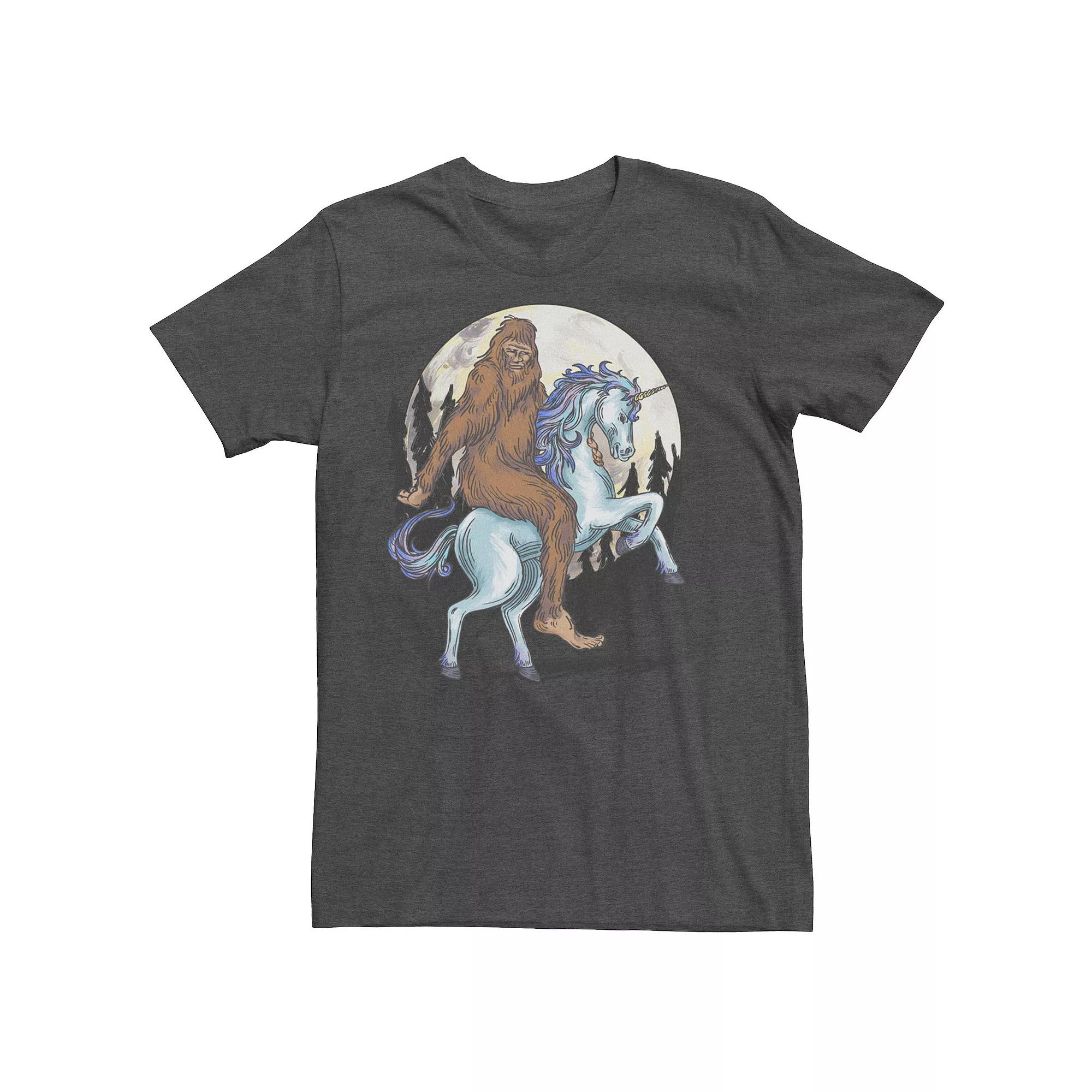 Men's Big Foot On A Unicorn Drawing Tee,  Product Image