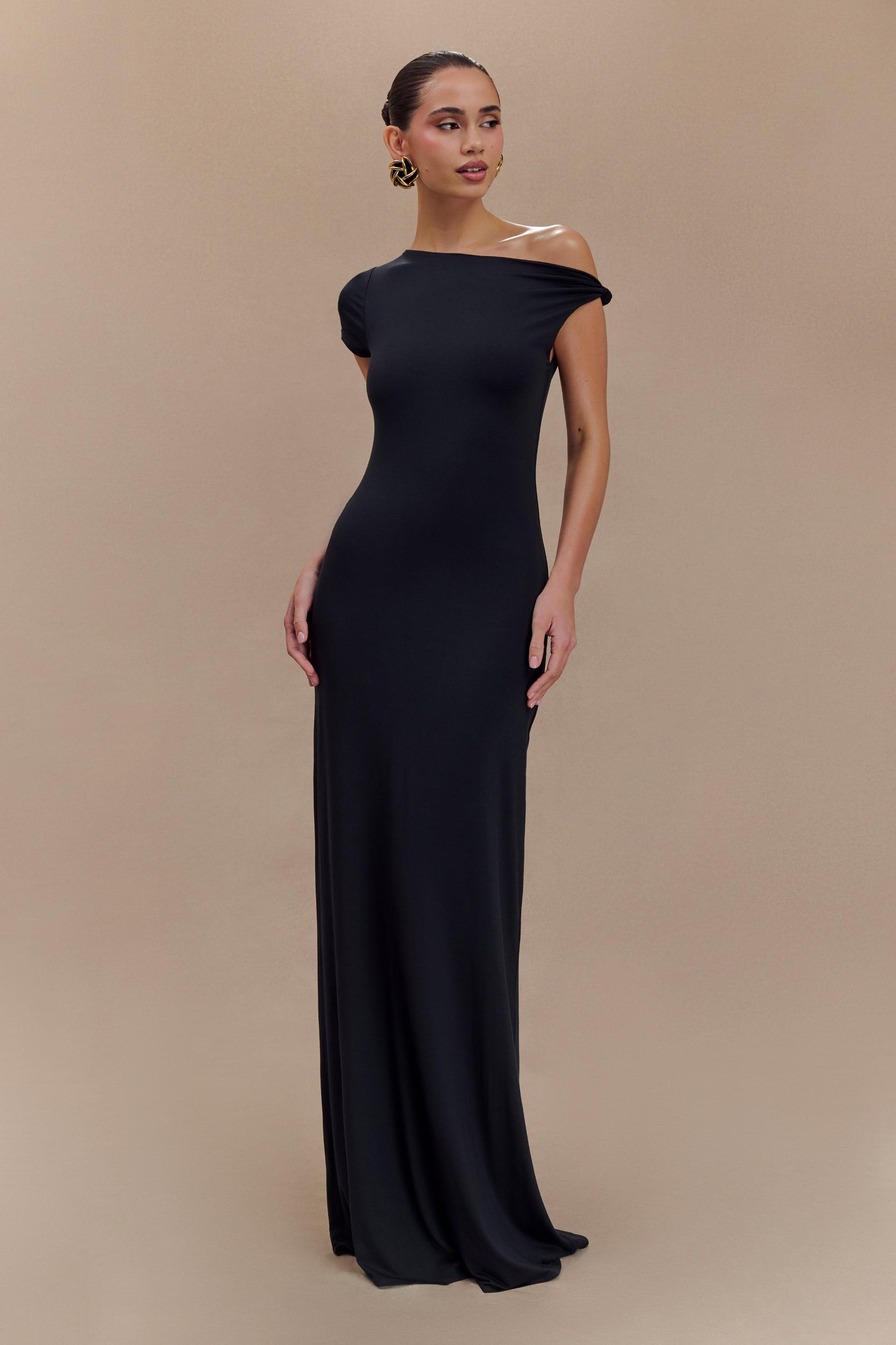 Tamsin Short Sleeve Modal Maxi Dress - Black Product Image