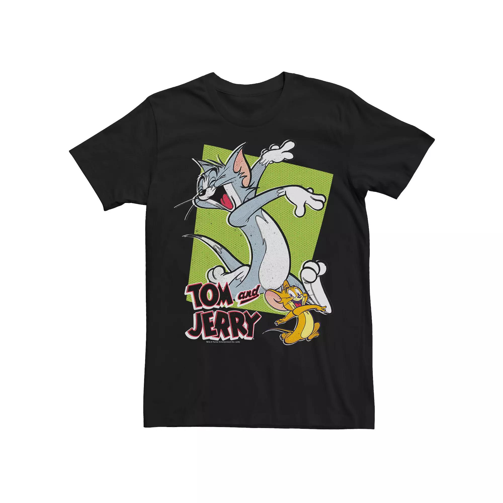 Men's Looney Tunes Tom and Jerry Retro Style Green Box Portrait Tee,  Product Image