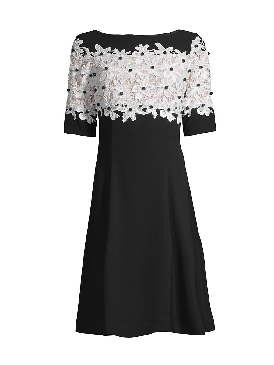 Womens Lace Fit & Flare Crepe A-Line Dress Product Image