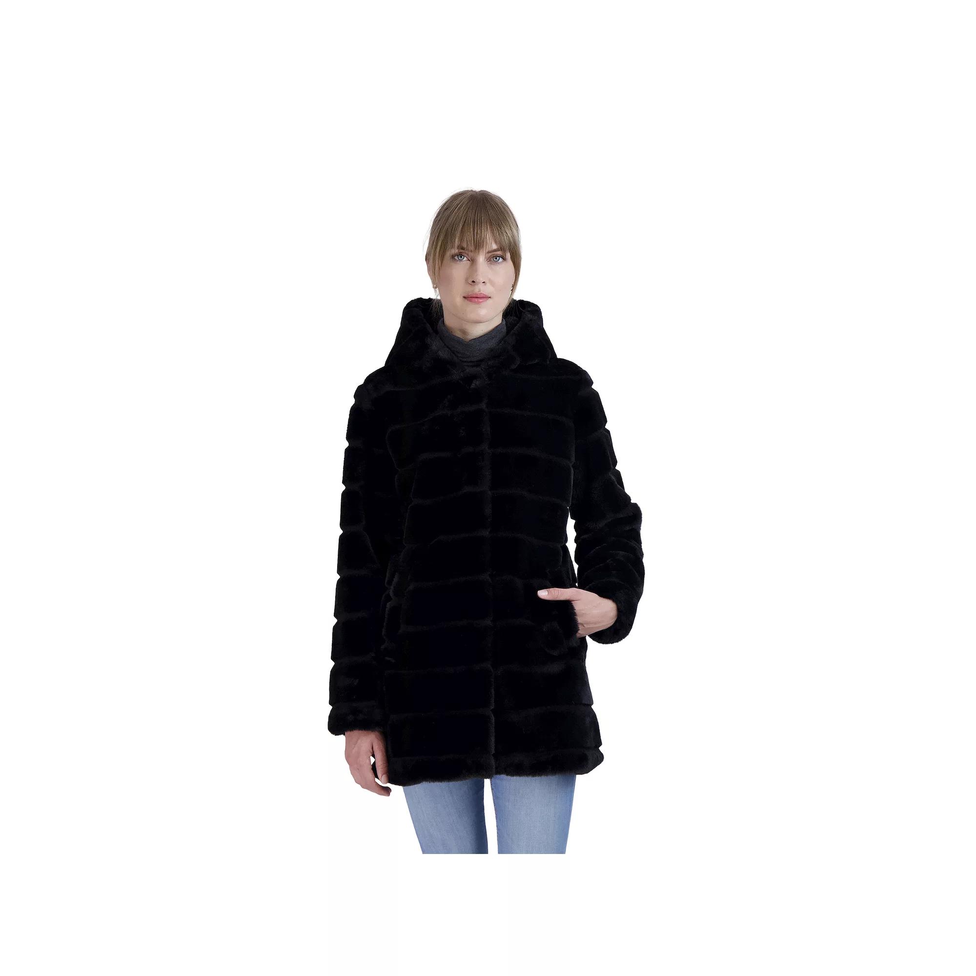 Women's Sebby Collection Hooded Reversible Faux-Fur Coat,  Product Image