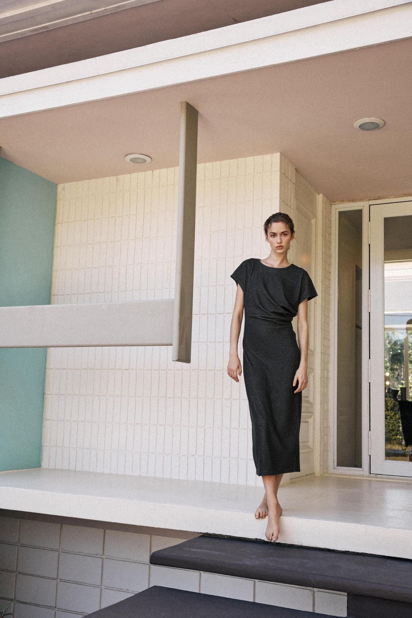 DRAPED MIDI DRESS Product Image