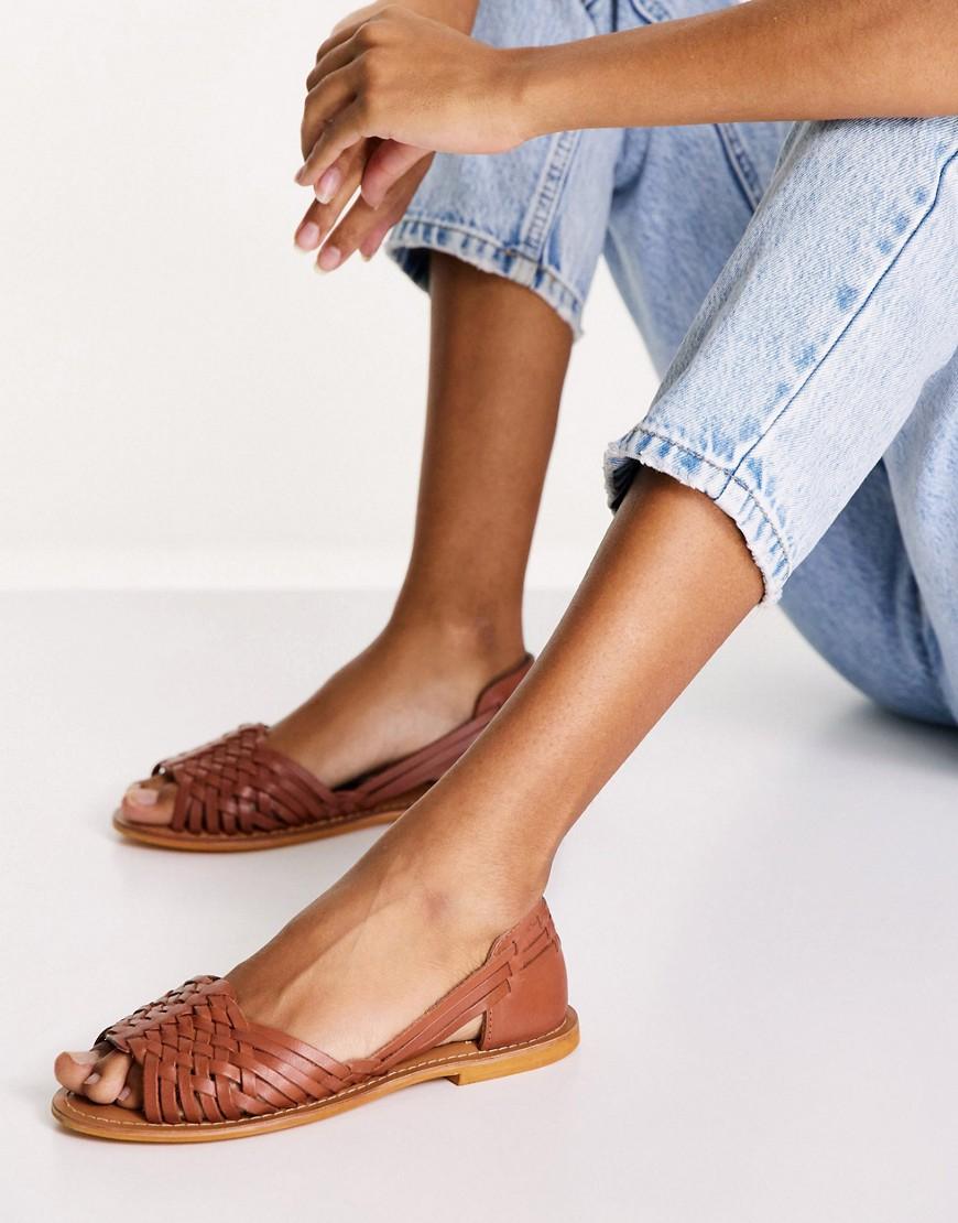 ASOS DESIGN Francis leather woven flat sandals Product Image