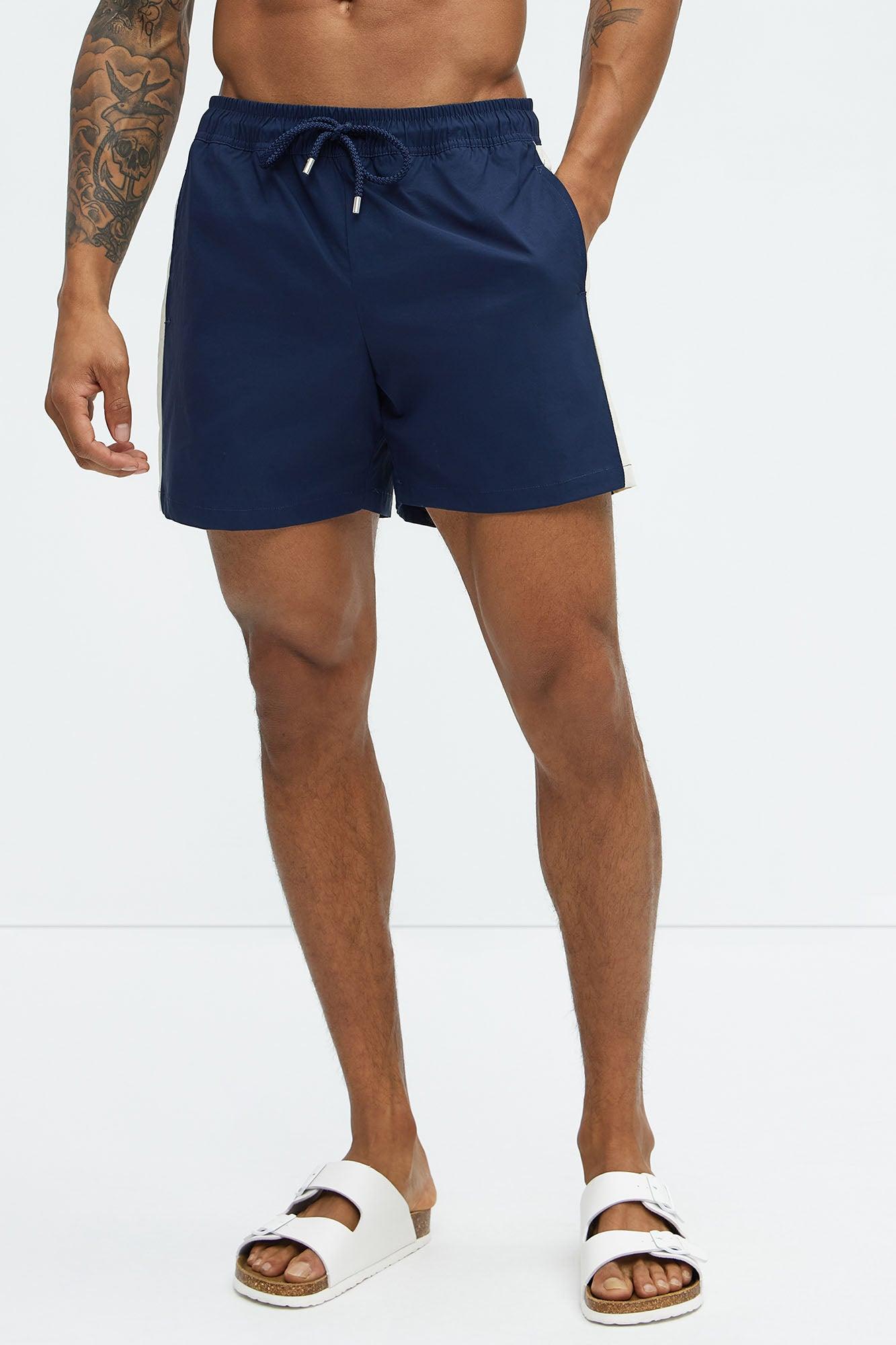 Contrast On The Side Swim Mid Trunk - Navy/combo Product Image