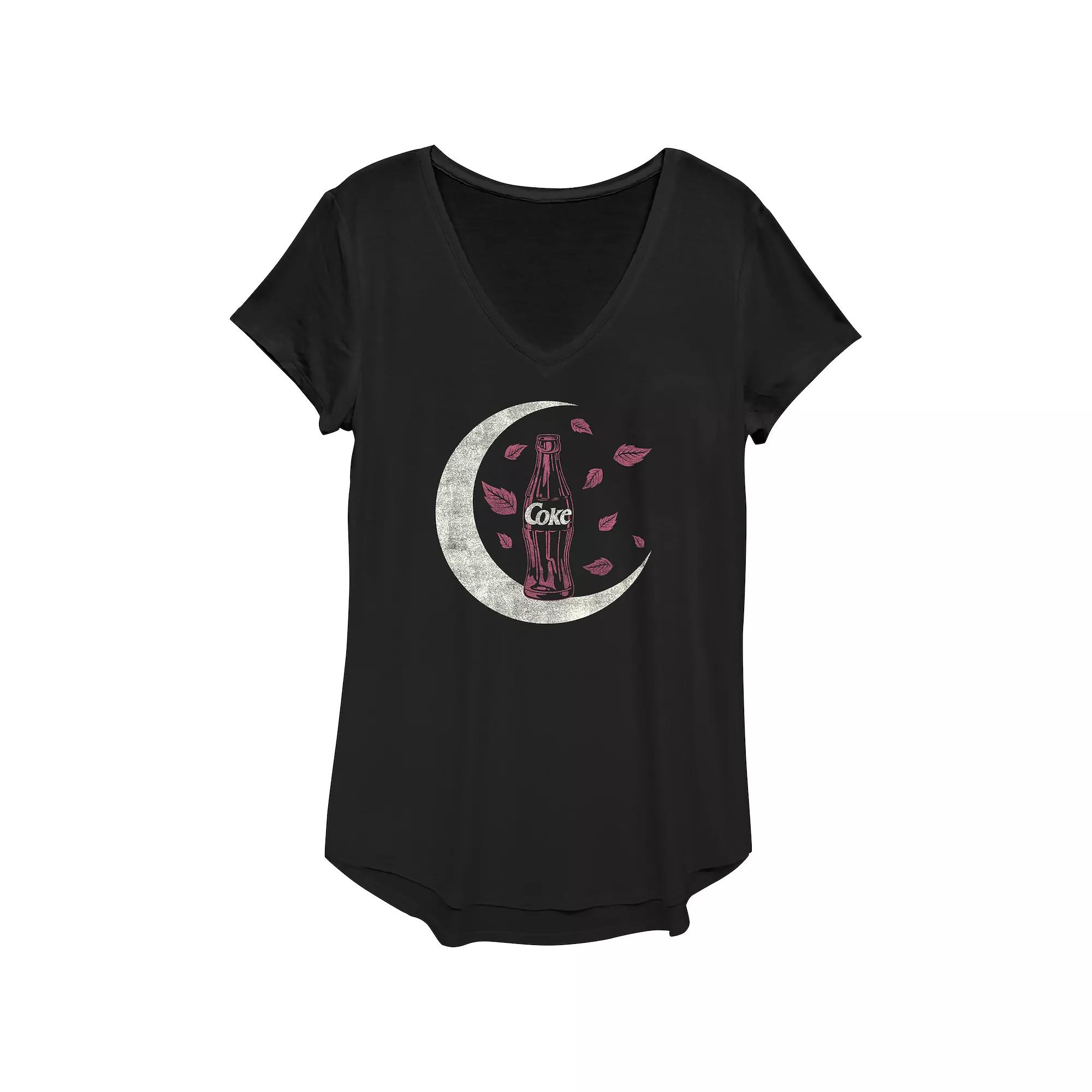 Juniors' Coca-Cola Bottle Autumn Style V-Neck Graphic Tee, Women's,  Product Image