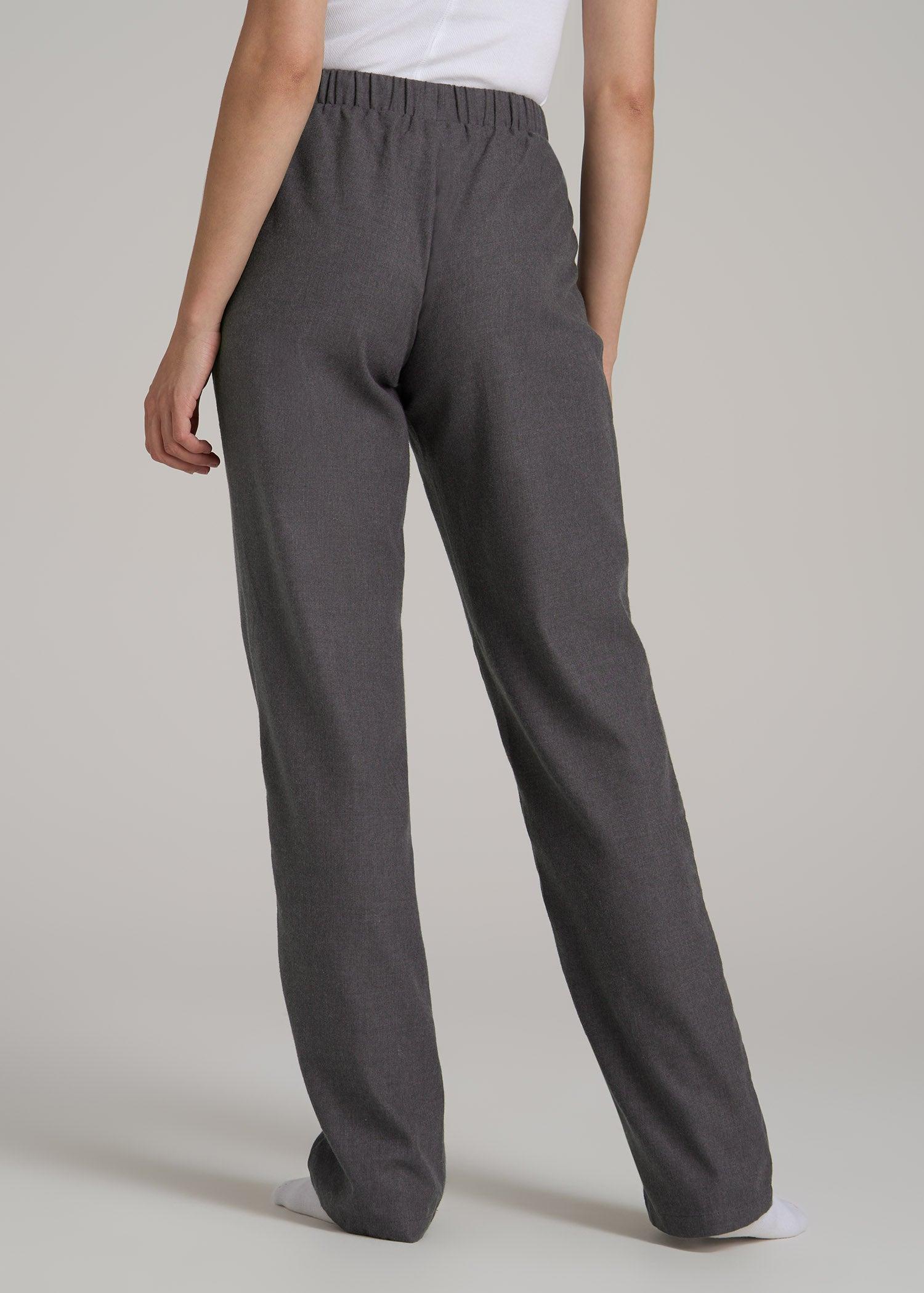 Open-Bottom Flannel Pajama Pants for Tall Women in Charcoal Flannel Female Product Image