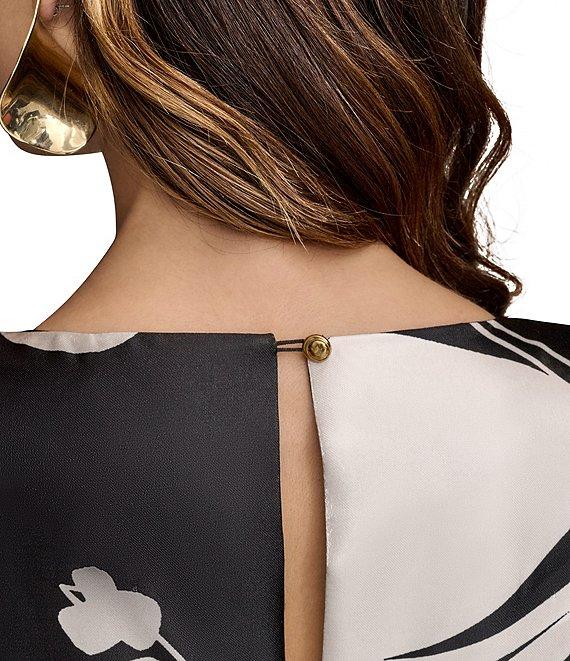 Donna Karan Sleeveless Floral Print V-Neck Ball Gown Product Image