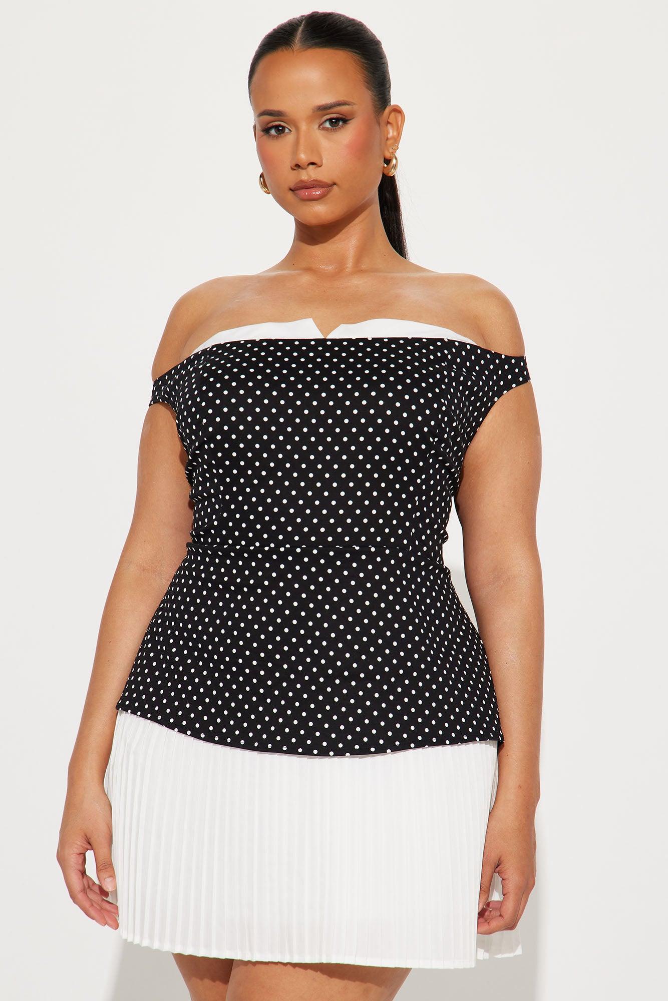 Work In Progress Polka Dot Mini Dress - Black/White Product Image