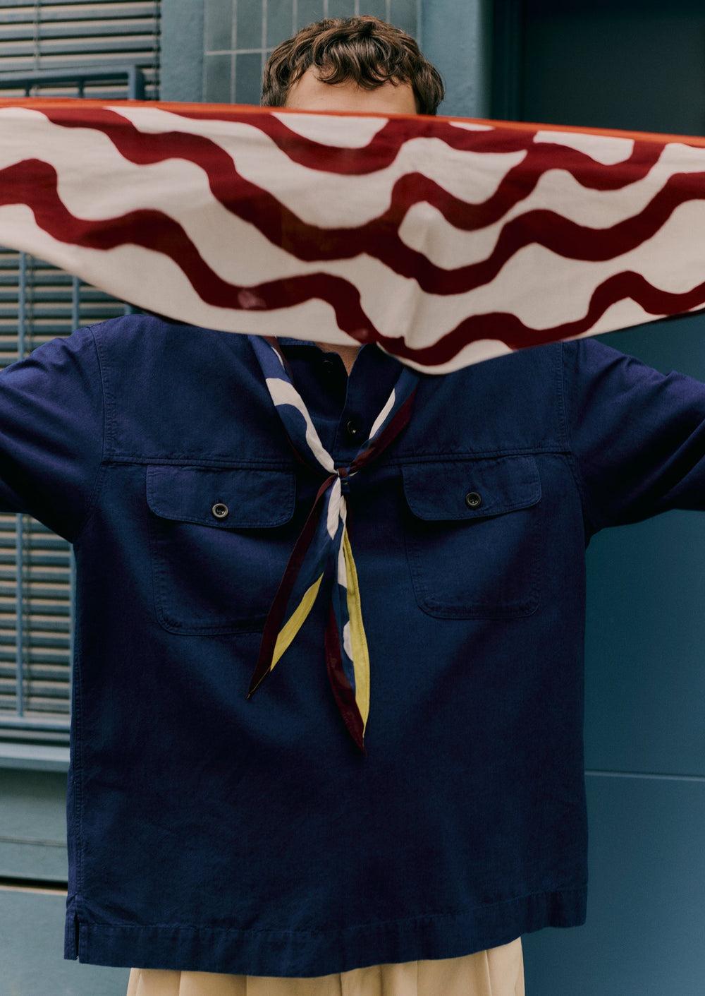 Ribbon Print Cotton Bandana | Garnet Product Image