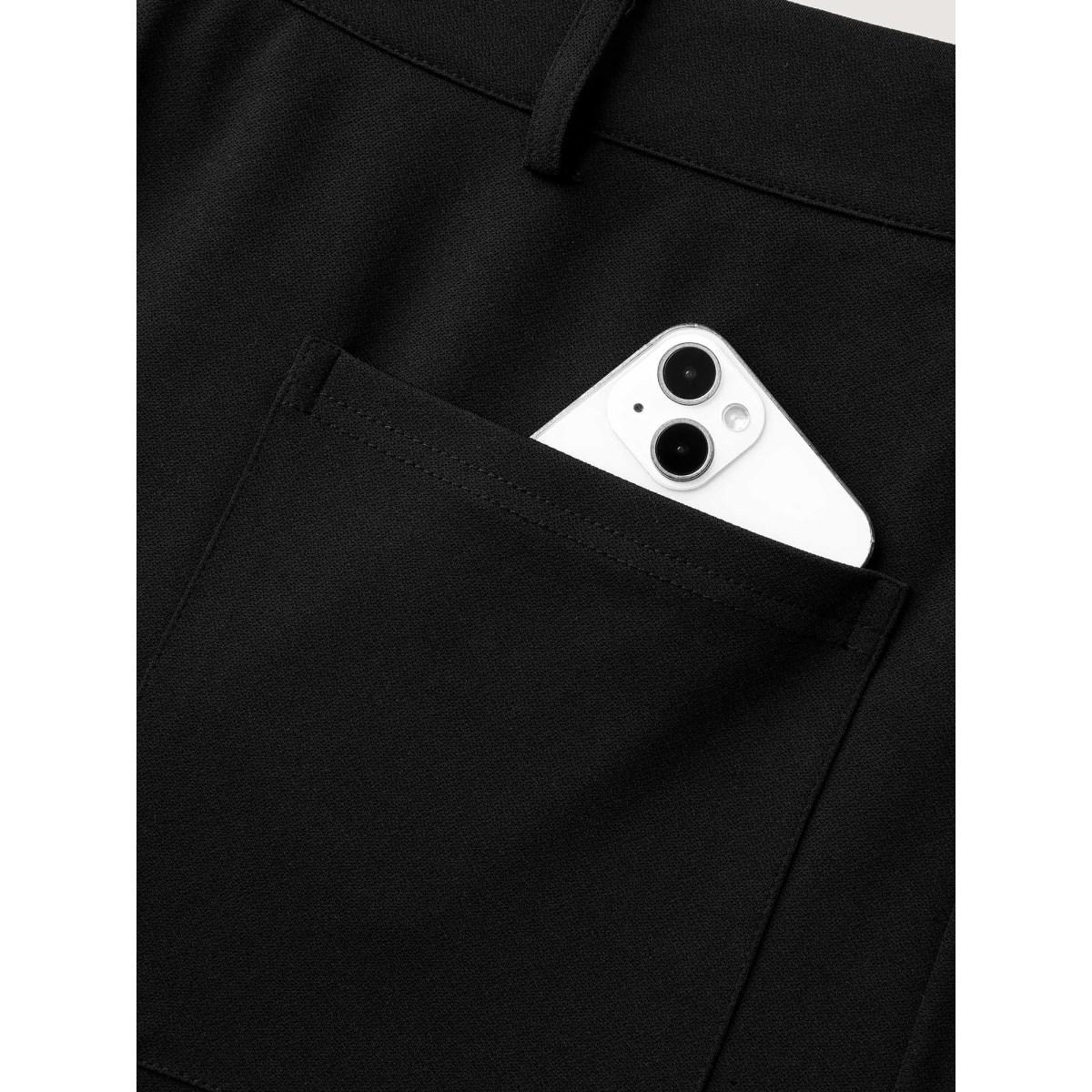 Plus Size Pockets Wide-Leg Solid Pants Women Black At the Office Wide Leg Mid Rise Work Pants BloomChic 14-16/1X Product Image