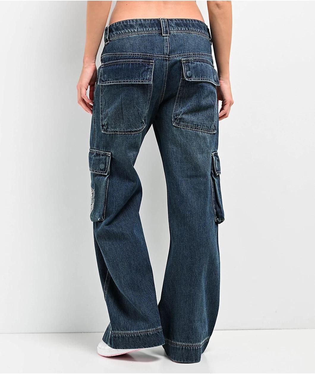 A.LAB Ether Blue Cargo Flare Jeans Product Image