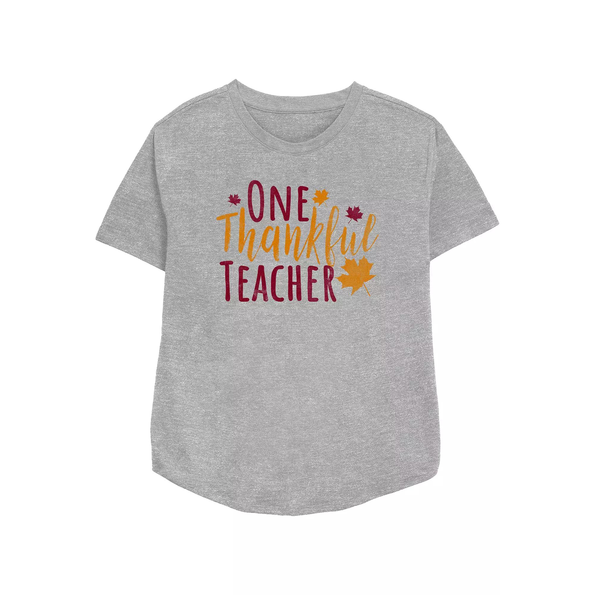 Women's One Thankful Teacher Relaxed Fit Graphic Tee,  Product Image