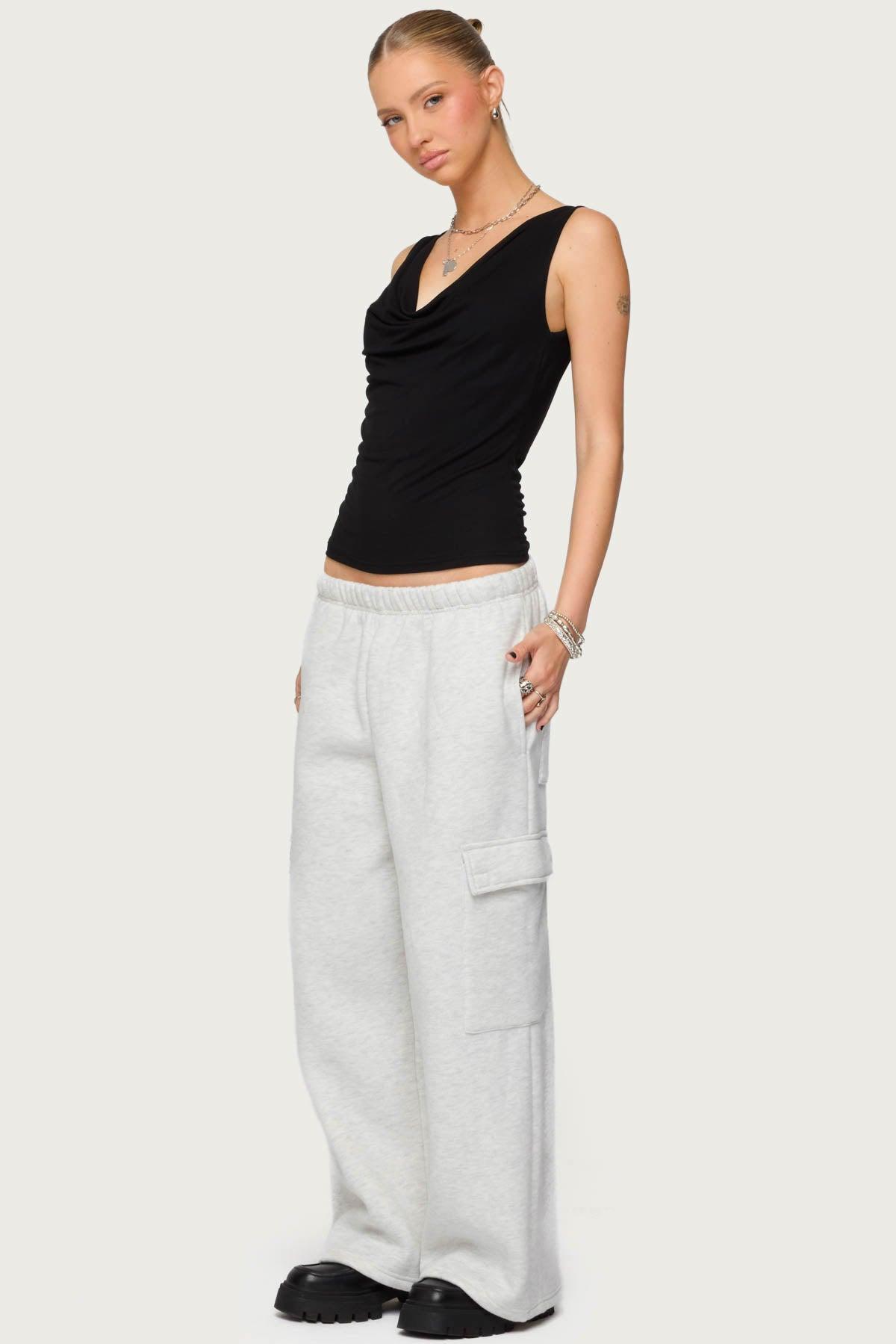 Petite Wide Leg Cargo Sweatpants Product Image